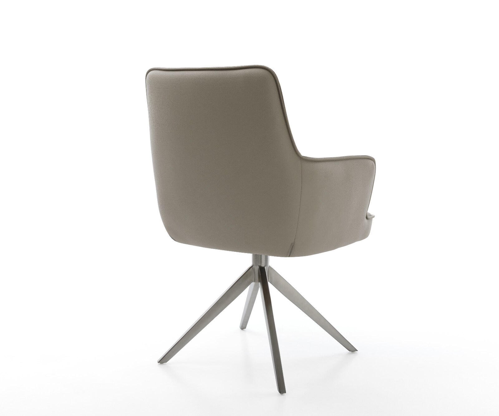 Chaise-pivotante Heira-Flex avec accoudoirs cuir de vache couleur boue pied croisé large grafiete pivotement sur 360° fonction bascule ressorts ensachés 4