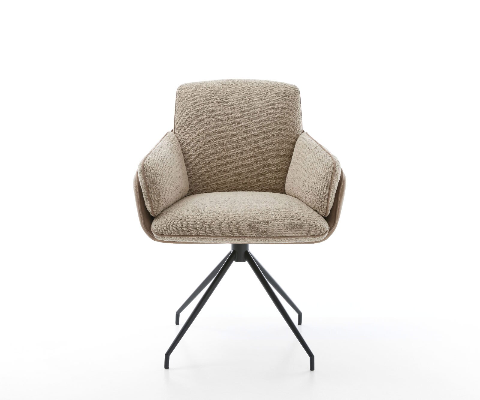 Chaise-pivotante Luan-Flex avec accoudoirs tissu mixte couleur boue pied croisé conique noir pivotement sur 180° 1