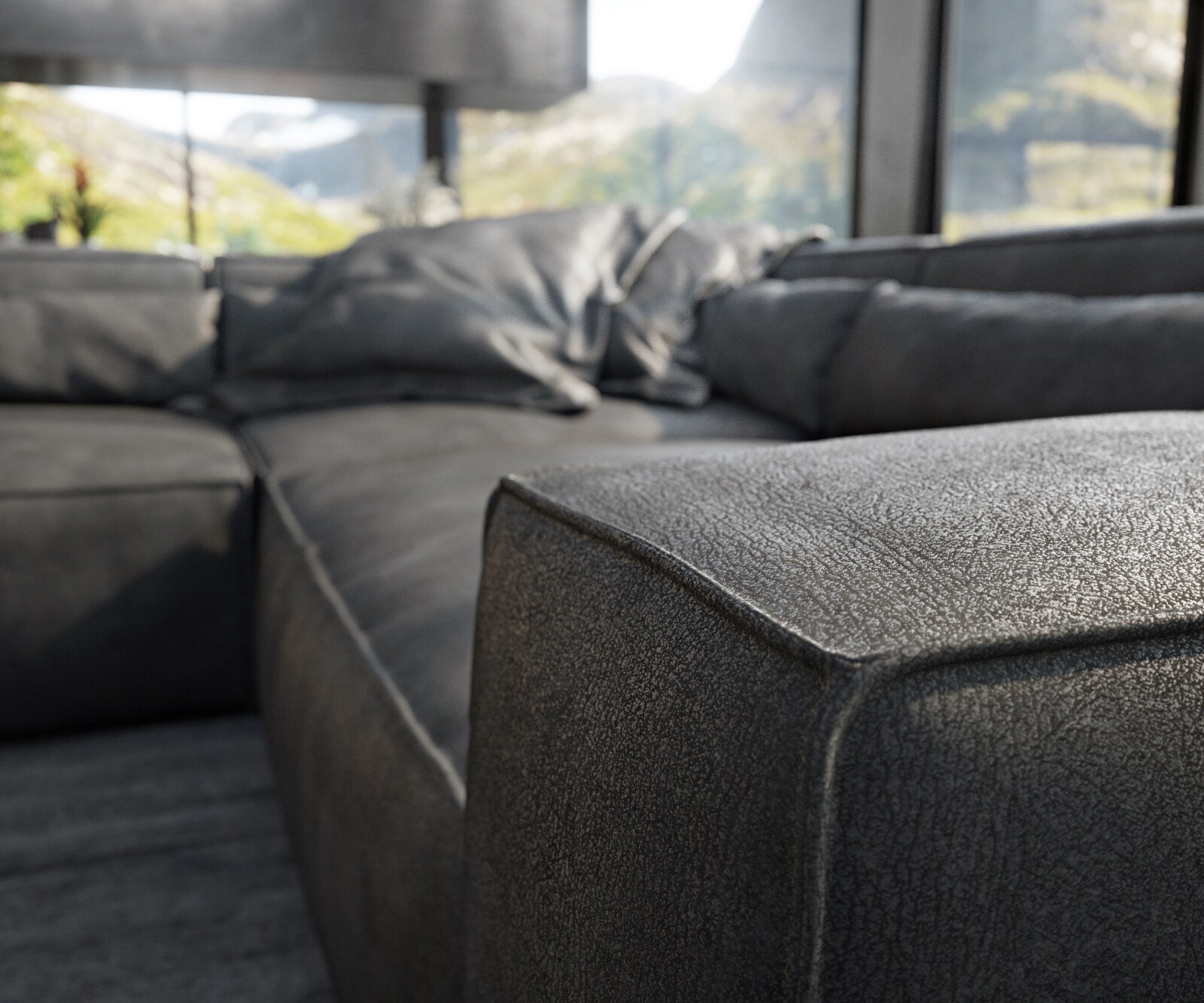 Wohnlandschaft Sirpio XL 360x260 cm Lederimitat Vintage Anthrazit Recamiere variabel 6