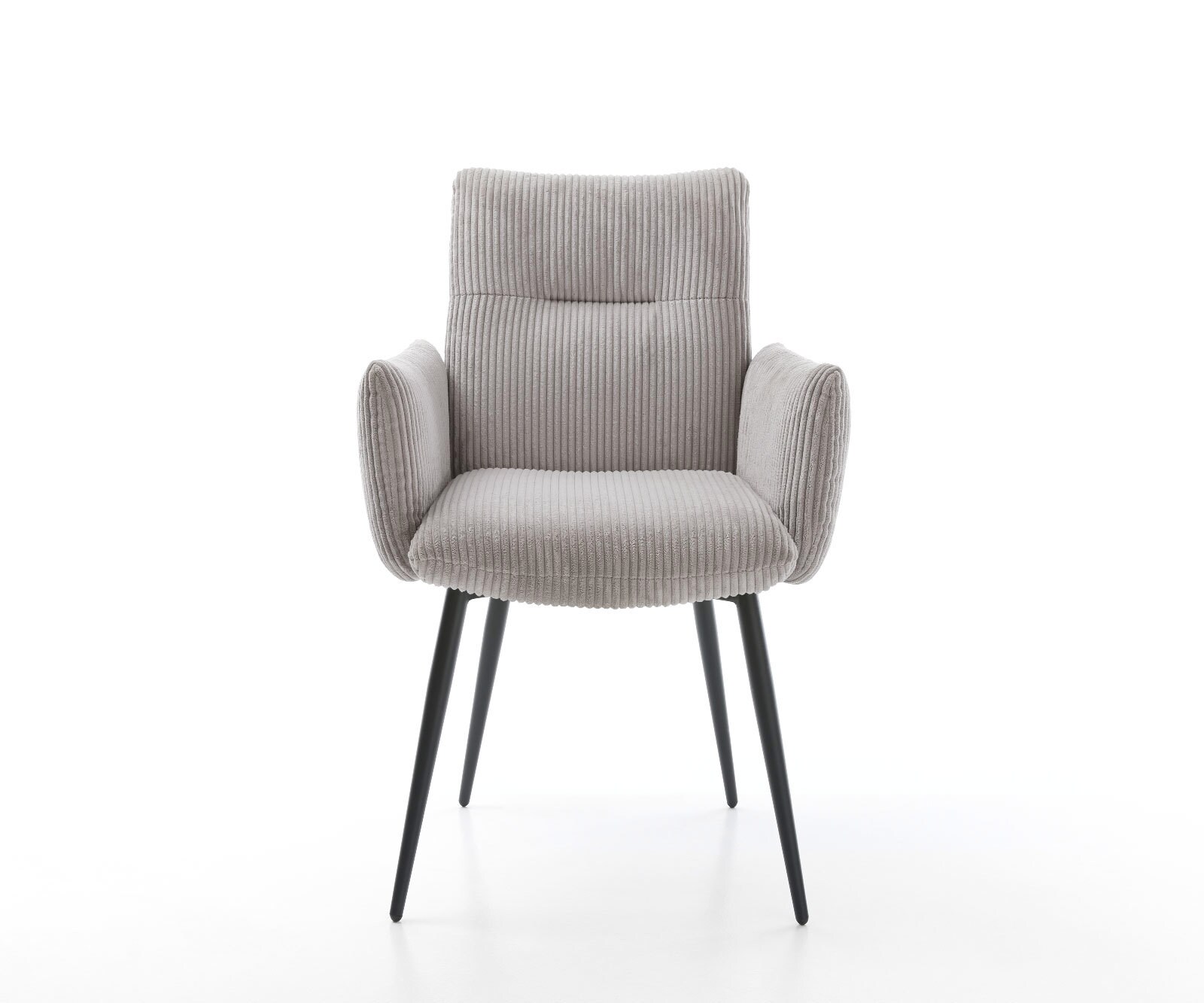 Esszimmerstuhl Jova-Flex mit Armlehnen Cord Silbergrau 4-Fuß konisch Schwarz Taschenfederkern 2