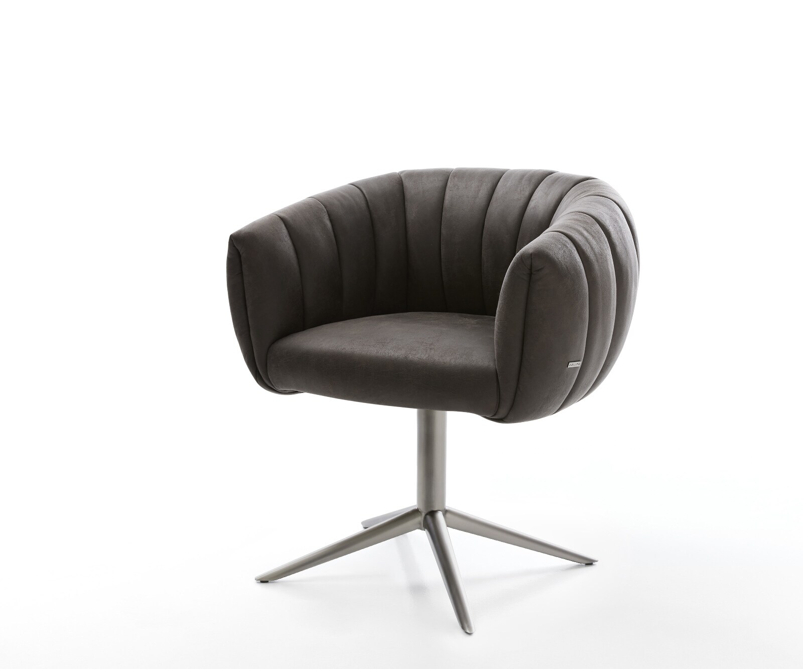 Drehstuhl Jada-Flex Mikrofaser Anthrazit Vintage Fußkreuz Graphit 360° drehbar Wippfunktion Taschenfederkern 1