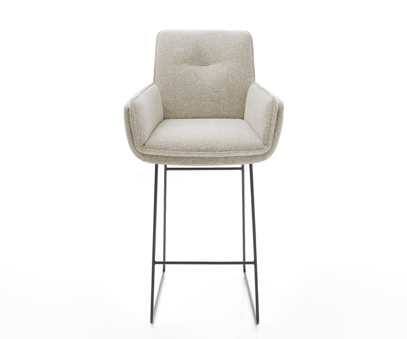 Barstuhl Nela-Flex Webstoff Soft Beige Kufengestell Metall Schwarz 2