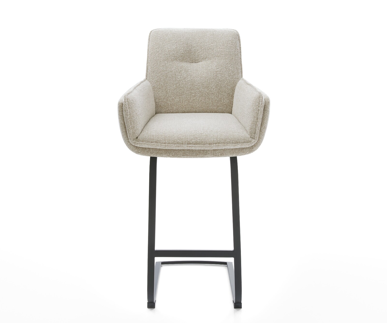 Chaise-de-bar Nela-Flex Tissu tissé doux Beige Pied cantilever plat noir Noir 2