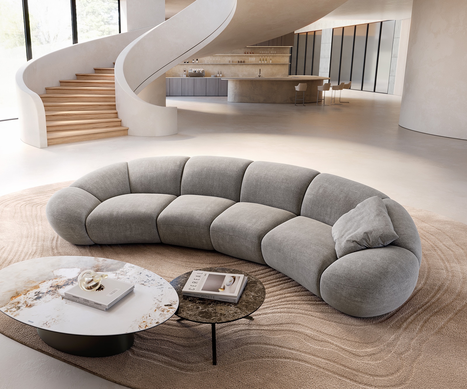 Big-Sofa Lunna 360x175 cm Strukturstoff Soft Grau 2 Kissen 3 Big-Sofa Lunna 360x175 cm Strukturstoff Soft Grau 2 Kissen 3