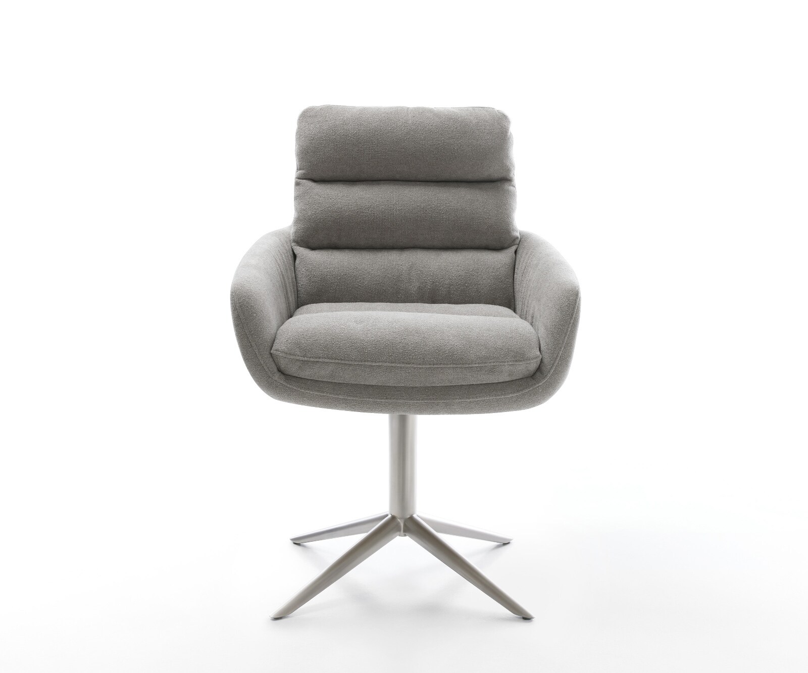 Drehstuhl Abelia-Flex mit Armlehnen Strukturstoff Soft Grau Fußkreuz Edelstahl 360° drehbar Wippfunktion 2