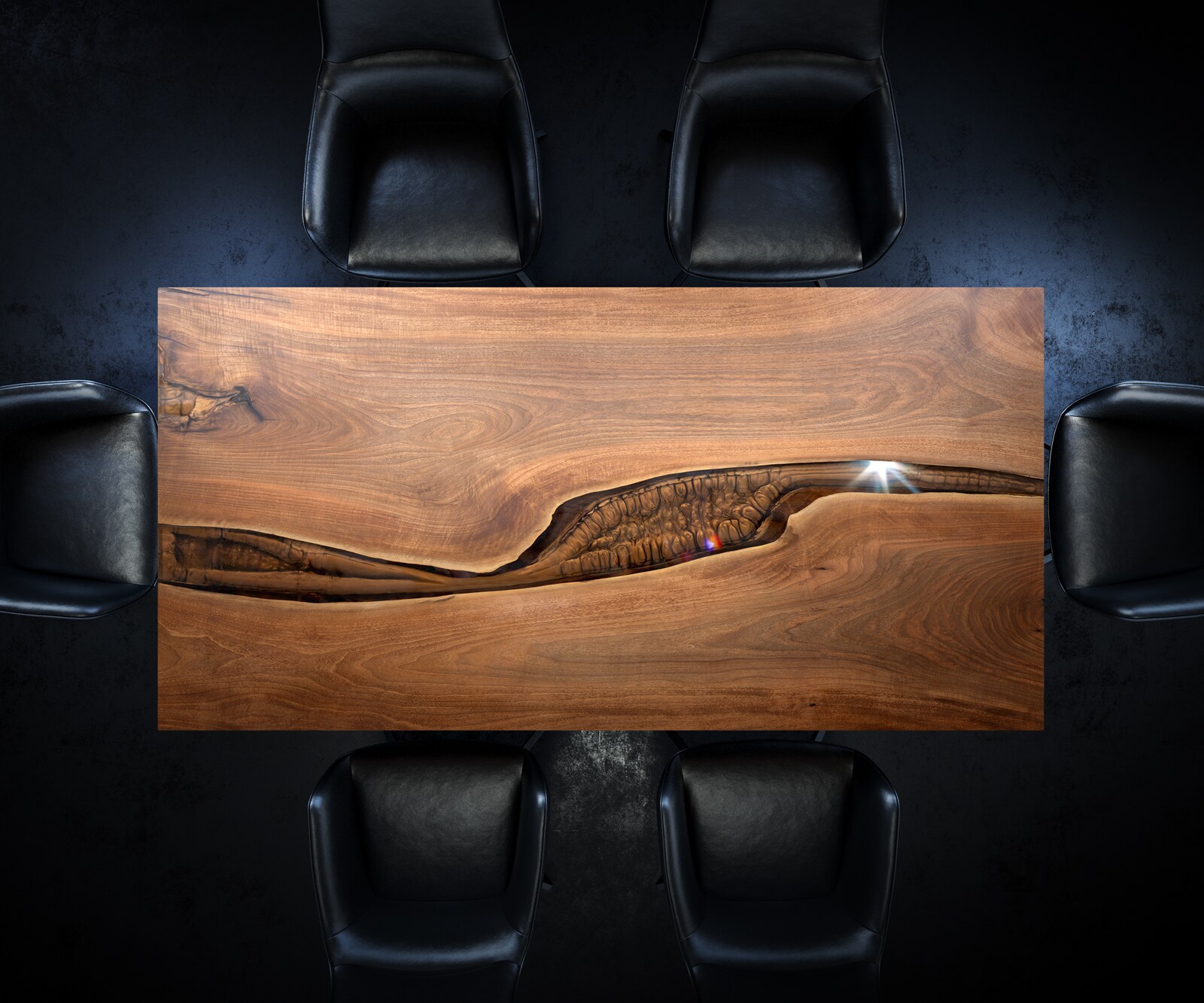 Tischplatte Walnuss Natur 200 cm Epoxid braun Metallic Unikat Nr. 32335 1