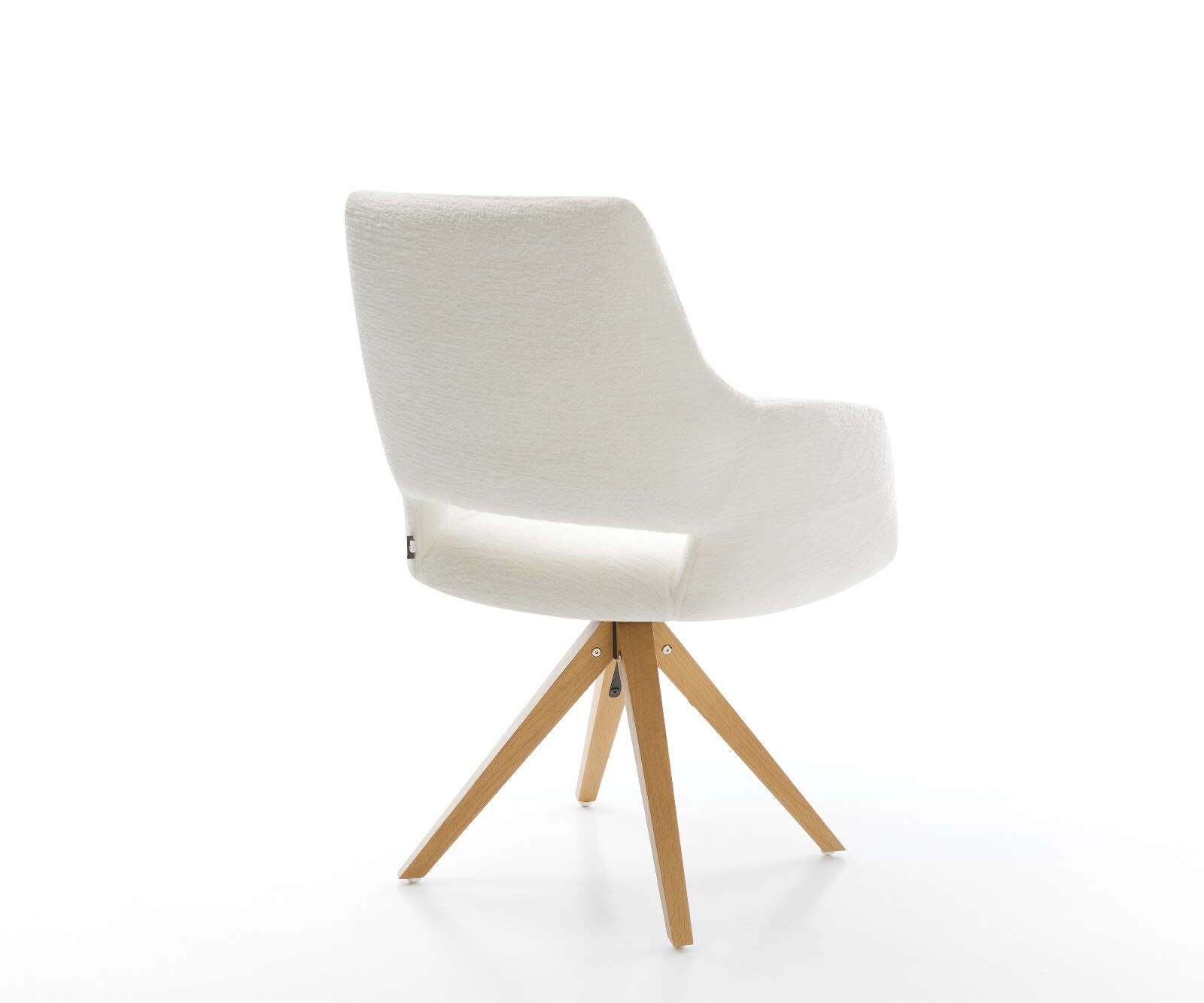 Chaise-pivotante Yago-Flex avec accoudoirs bouclé doux beige pied en bois angulaire naturel pivotement sur 180° ressorts ensachés 5