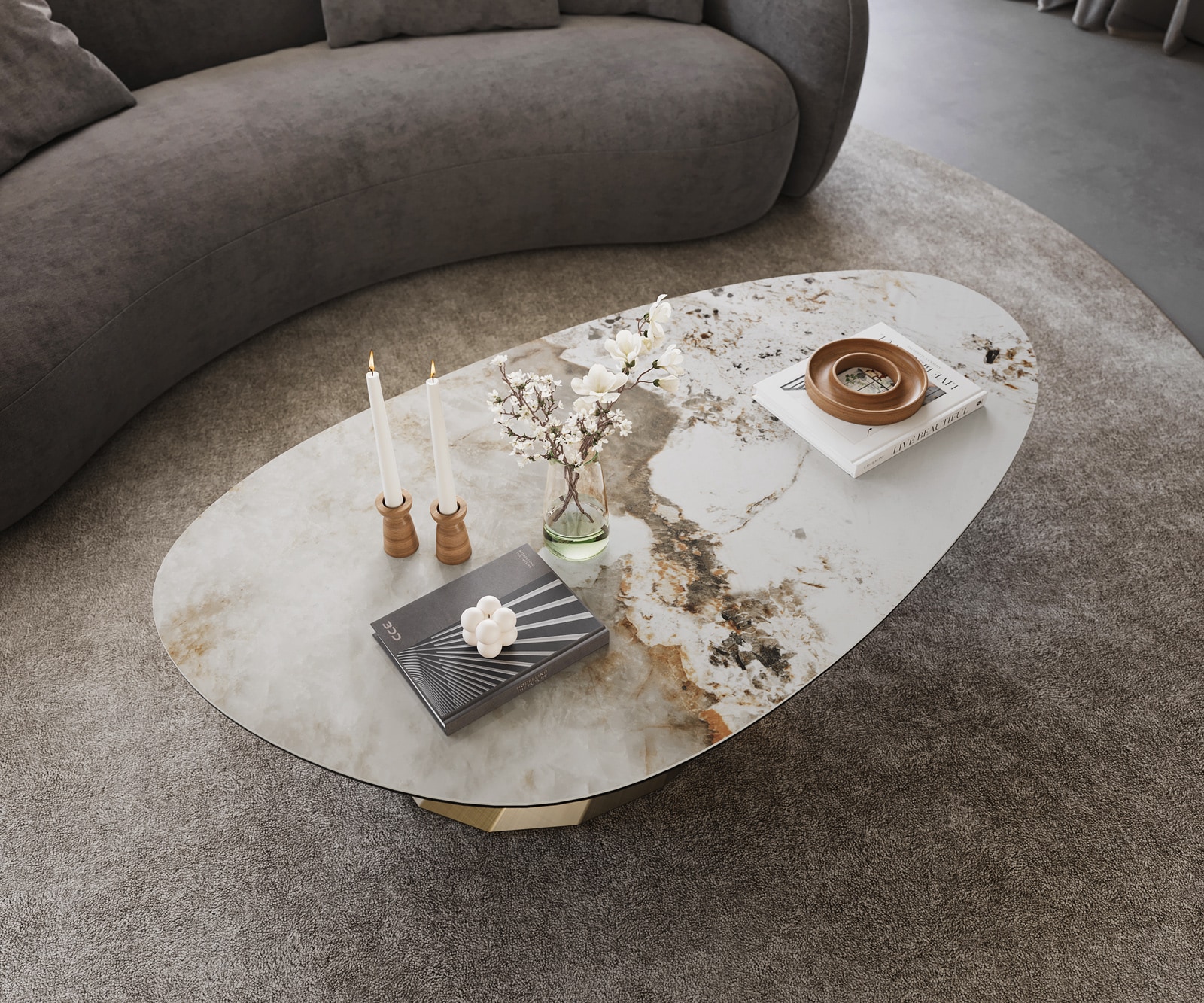 Couchtisch Edge Oval 140x75 cm Keramik Minas Melange Parabi Metallic Gold 3 Couchtisch Edge Oval 140x75 cm Keramik Minas Melange Parabi Metallic Gold 3