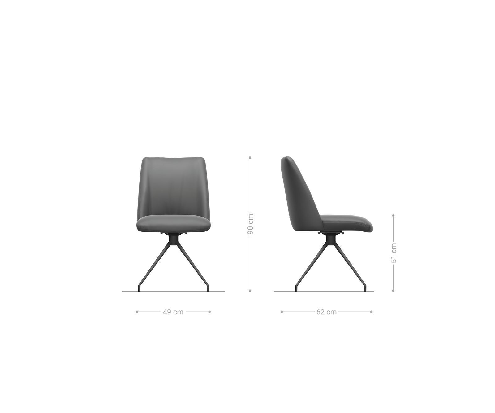 Chaise-pivotante Elso-Flex côtelé gris argenté pied croisé conique noir pivotement sur 180° ressorts ensachés 6