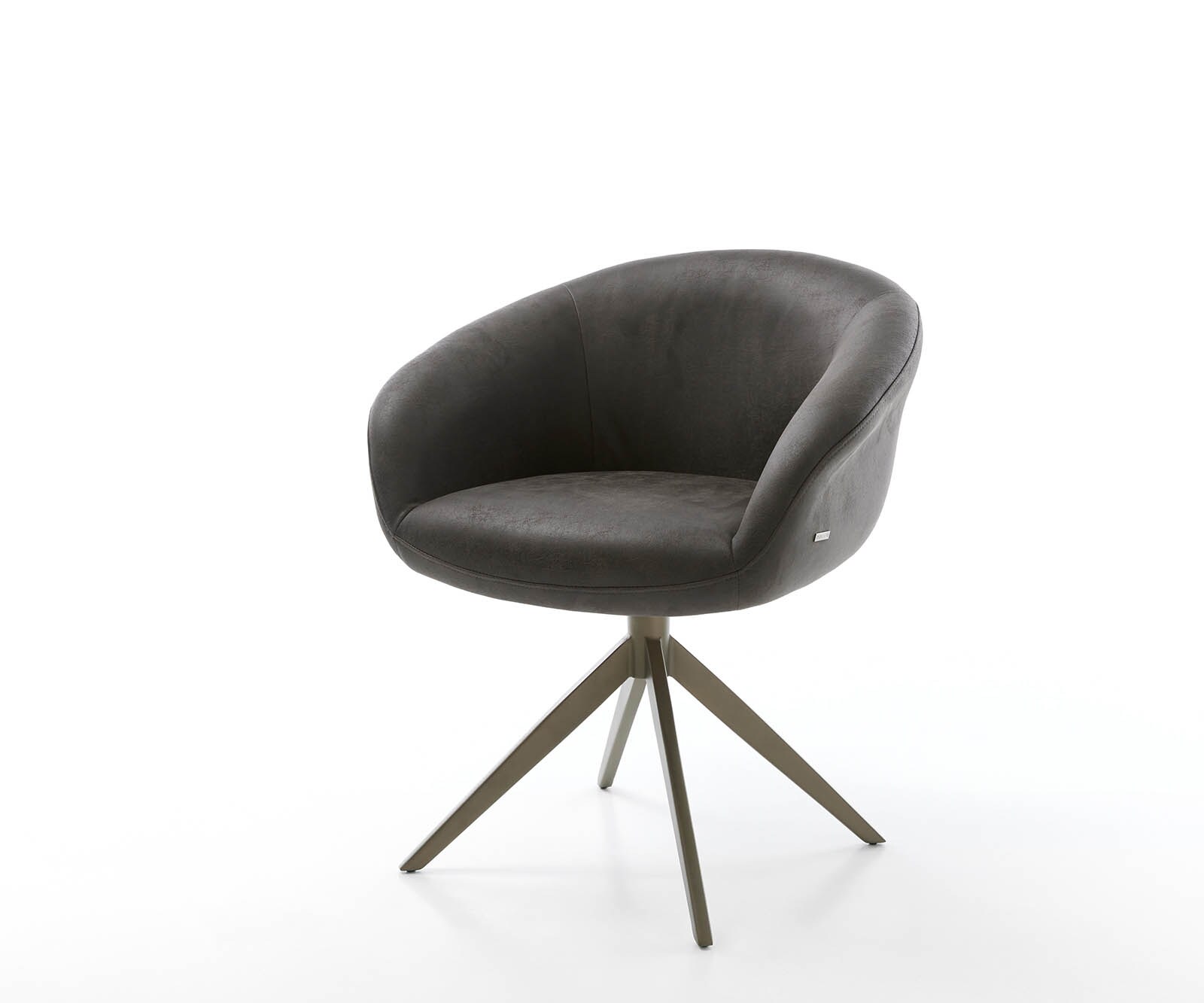 Chaise-pivotante Vinka-Flex avec accoudoirs anthracite vintage pied croisé large aspect titane ressorts ensachés pivote sur 360°
