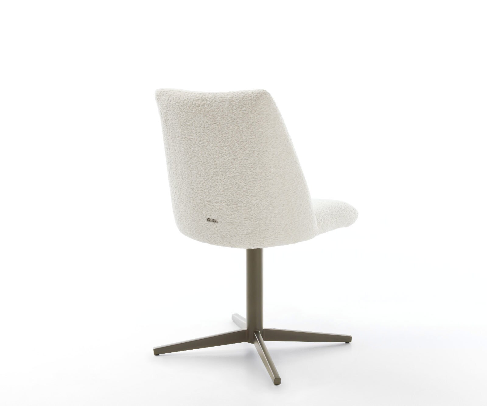 Chaise-pivotante Elso-Flex bouclé blanc pied de chaise 4 branches aspect titane pivotement sur 360° ressorts ensachés 4