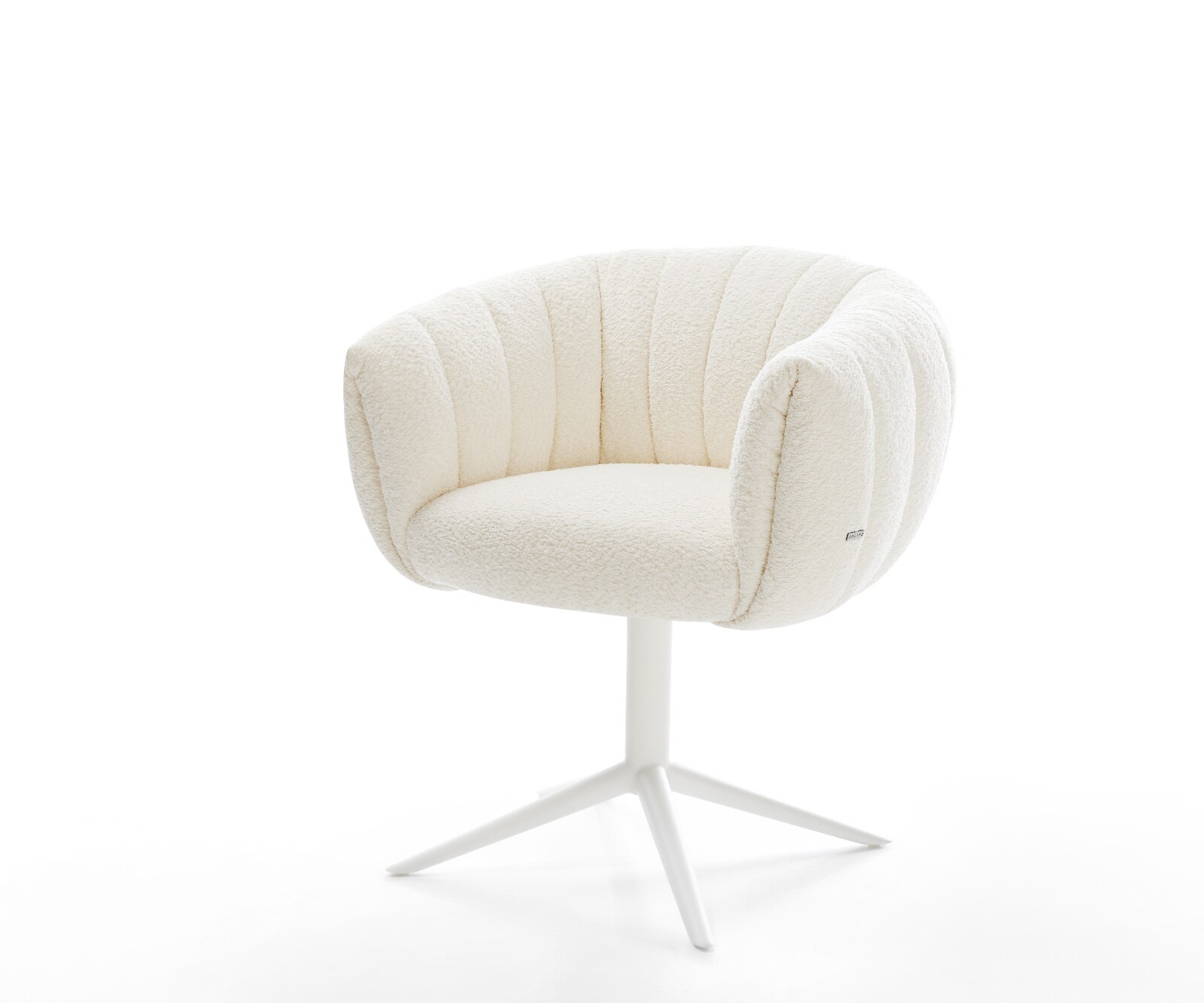 Drehstuhl Jada-Flex Bouclé Weiß Fußkreuz Weiß 360° drehbar Wippfunktion Taschenfederkern