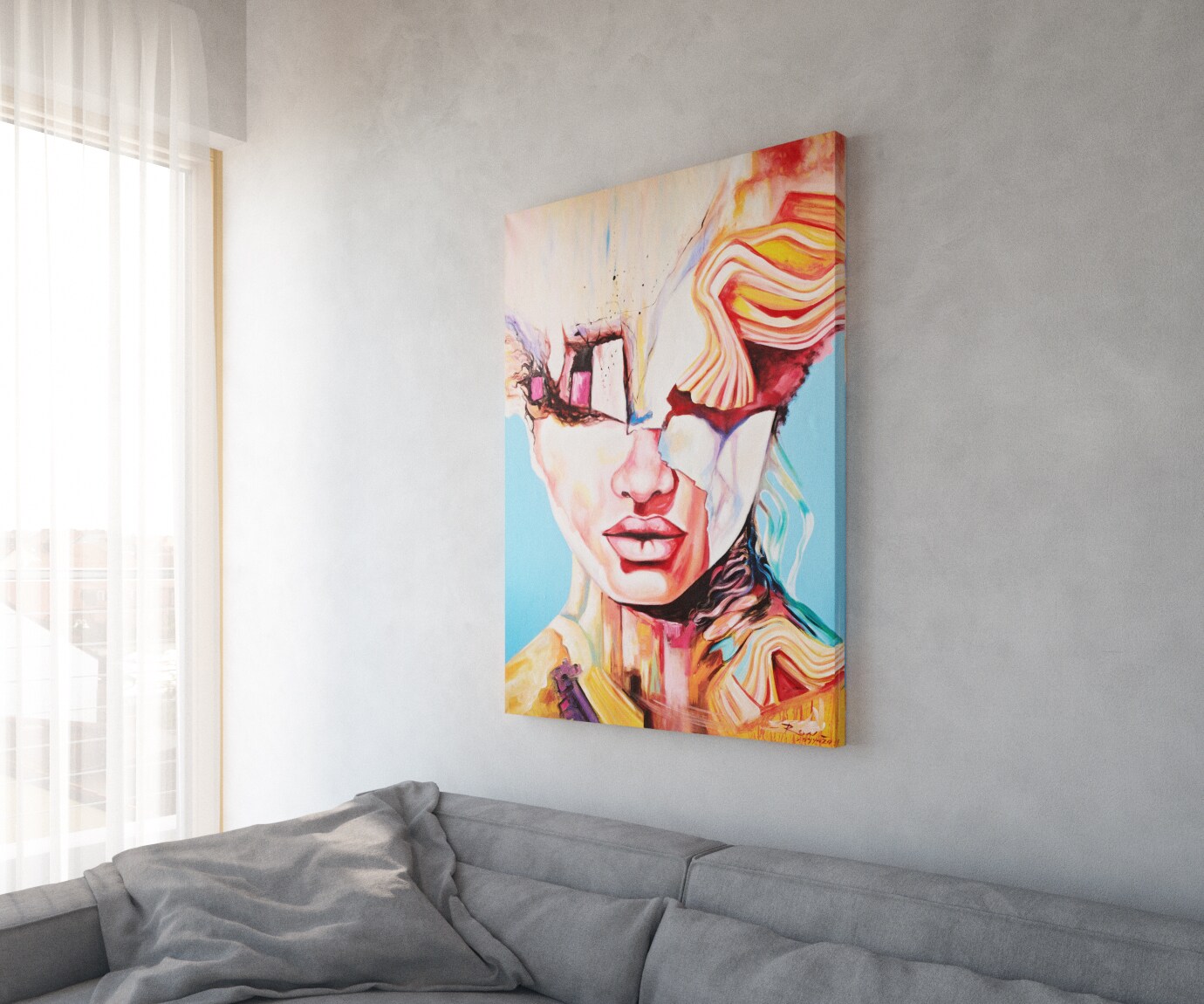 Gemälde Expression Mehrfarbig 100x140 cm Acryl auf Leinwand 1