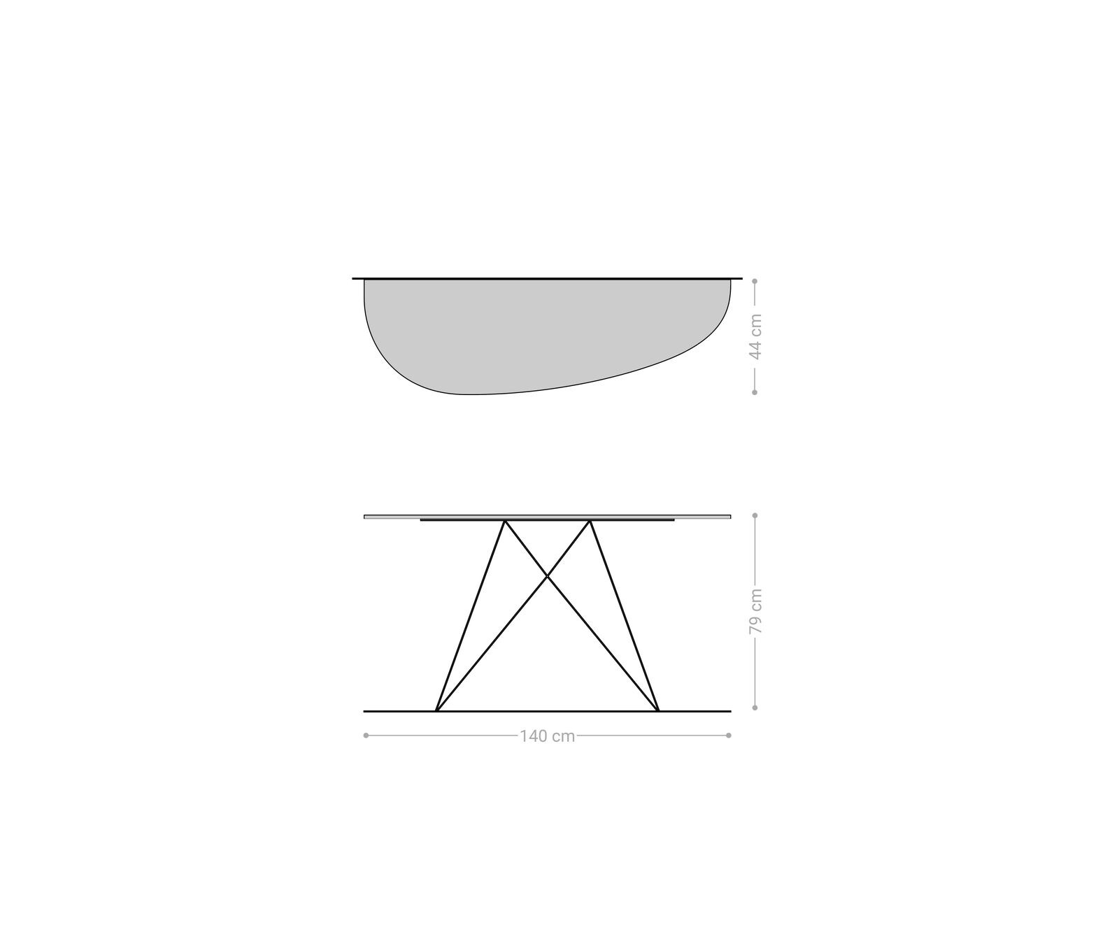 Konsolentisch Edge Oval 140x40 cm Keramik Beton Grau Velio Metall Schwarz 8