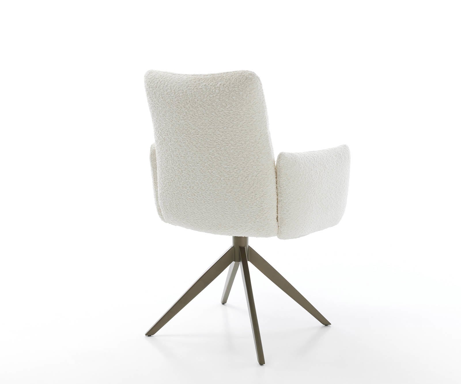 Drehstuhl Jova-Flex mit Armlehnen Bouclé Weiß Kreuzgestell breit Effektfinish Titan 360° drehbar Taschenfederkern 4 Drehstuhl Jova-Flex mit Armlehnen Bouclé Weiß Kreuzgestell breit Effektfinish Titan 360° drehbar Taschenfederkern 4