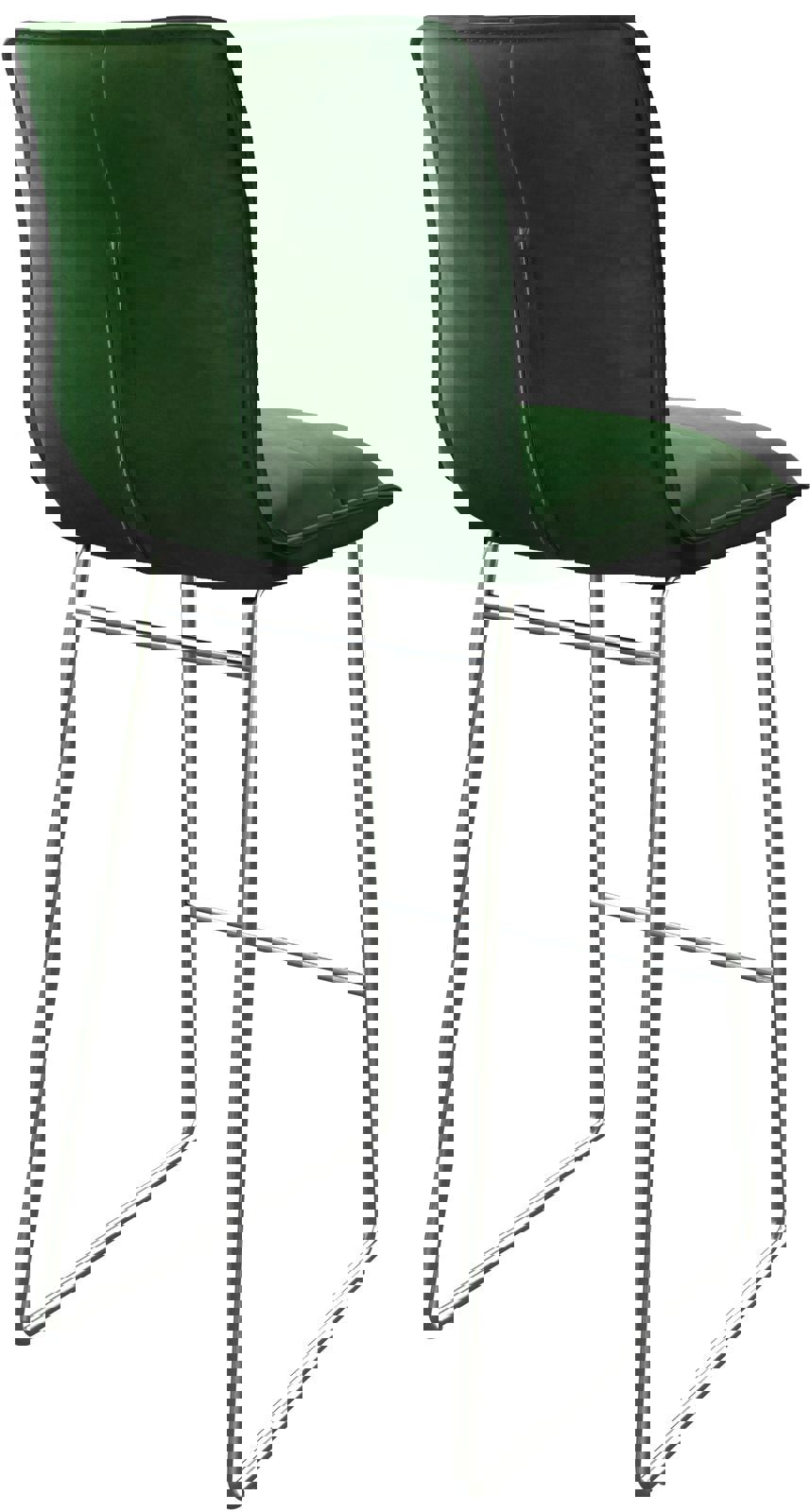Chaise-de-bar Maddy-Flex velours vert cadre de patins acier inoxydable 5