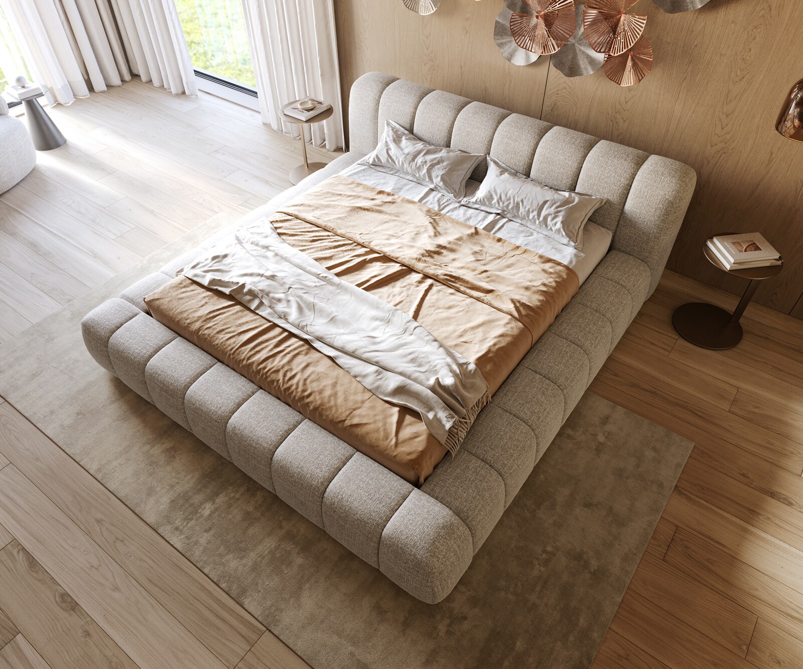 Sommier-rembourré Cutio 180x200 cm Tissu Web Soft Beige 1