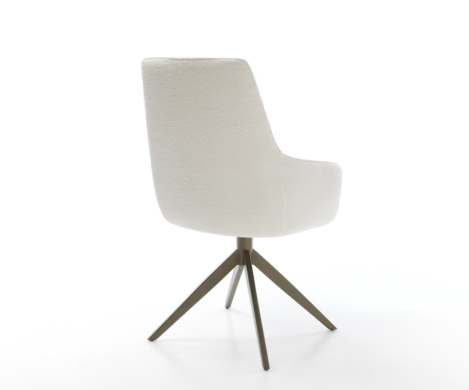 Chaise-pivotante Zelia-Flex avec accoudoirs bouclé doux beige pied croisé large aspect titane pivotement sur 360° fonction bascule resorts ensachés 4