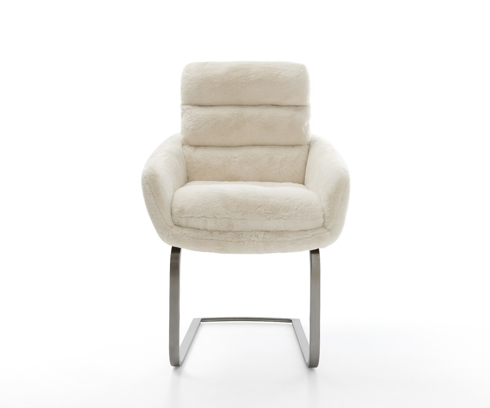 Freischwinger Abelia-Flex mit Armlehnen Plüsch Creme-Weiß Freischwinger flach Graphit 2