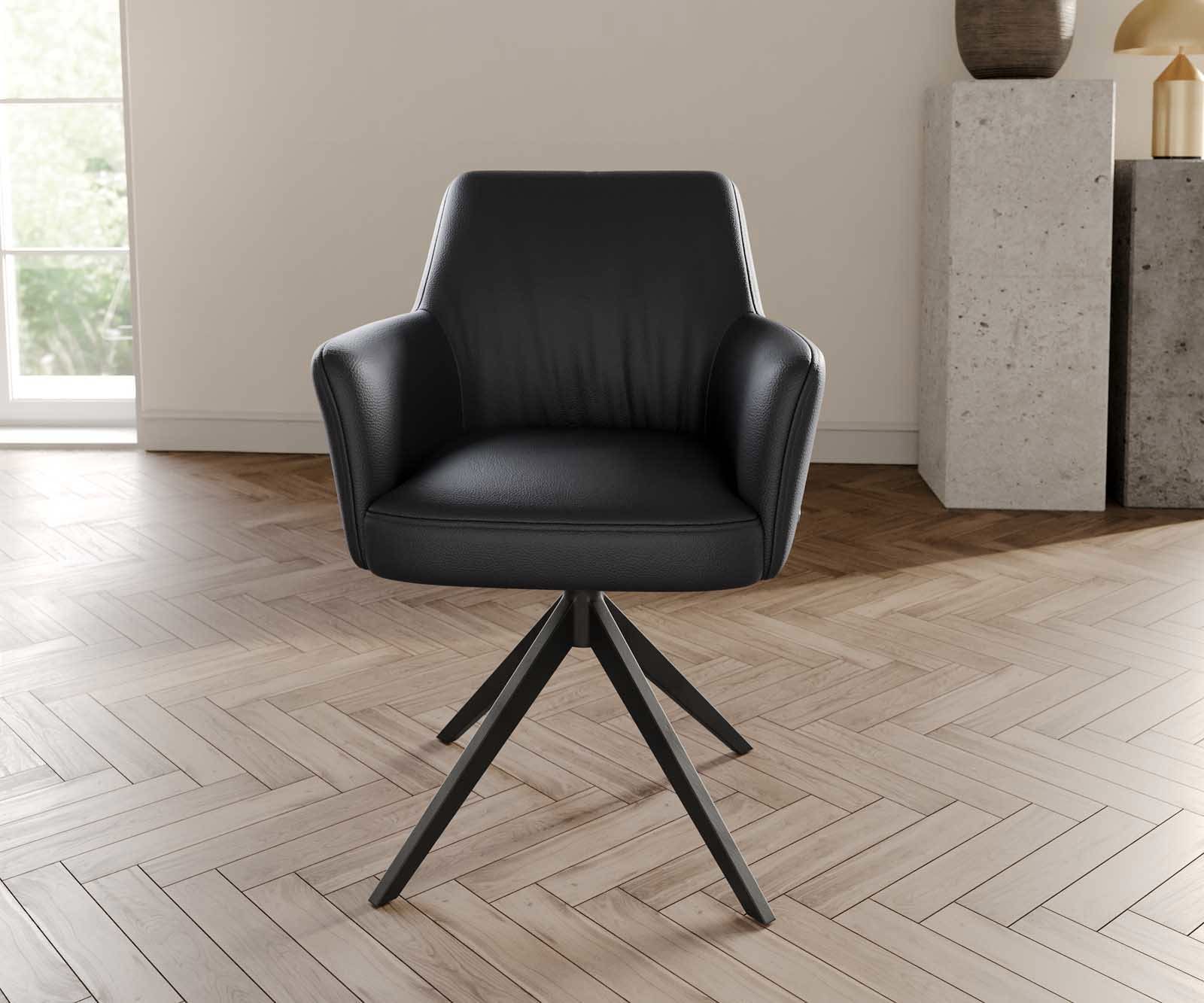 Drehstuhl Xana-Flex mit Armlehnen Echt-Leder Schwarz Kreuzgestell breit Schwarz 360° drehbar Taschenfederkern 1 Drehstuhl Xana-Flex mit Armlehnen Echt-Leder Schwarz Kreuzgestell breit Schwarz 360° drehbar Taschenfederkern 1