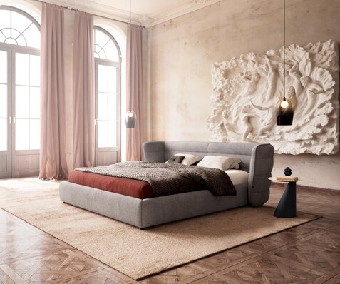Polsterbettgestell Simea 180x200 cm Mikrofaser Grau
