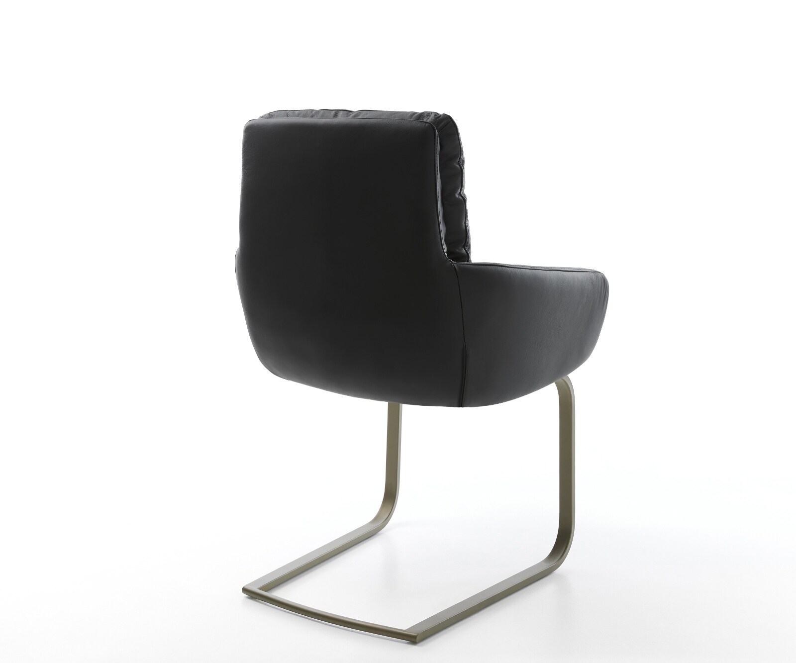 Freischwinger Abelia-Flex mit Armlehnen Echt-Leder Schwarz Freischwinger flach Effektfinish Titan 5