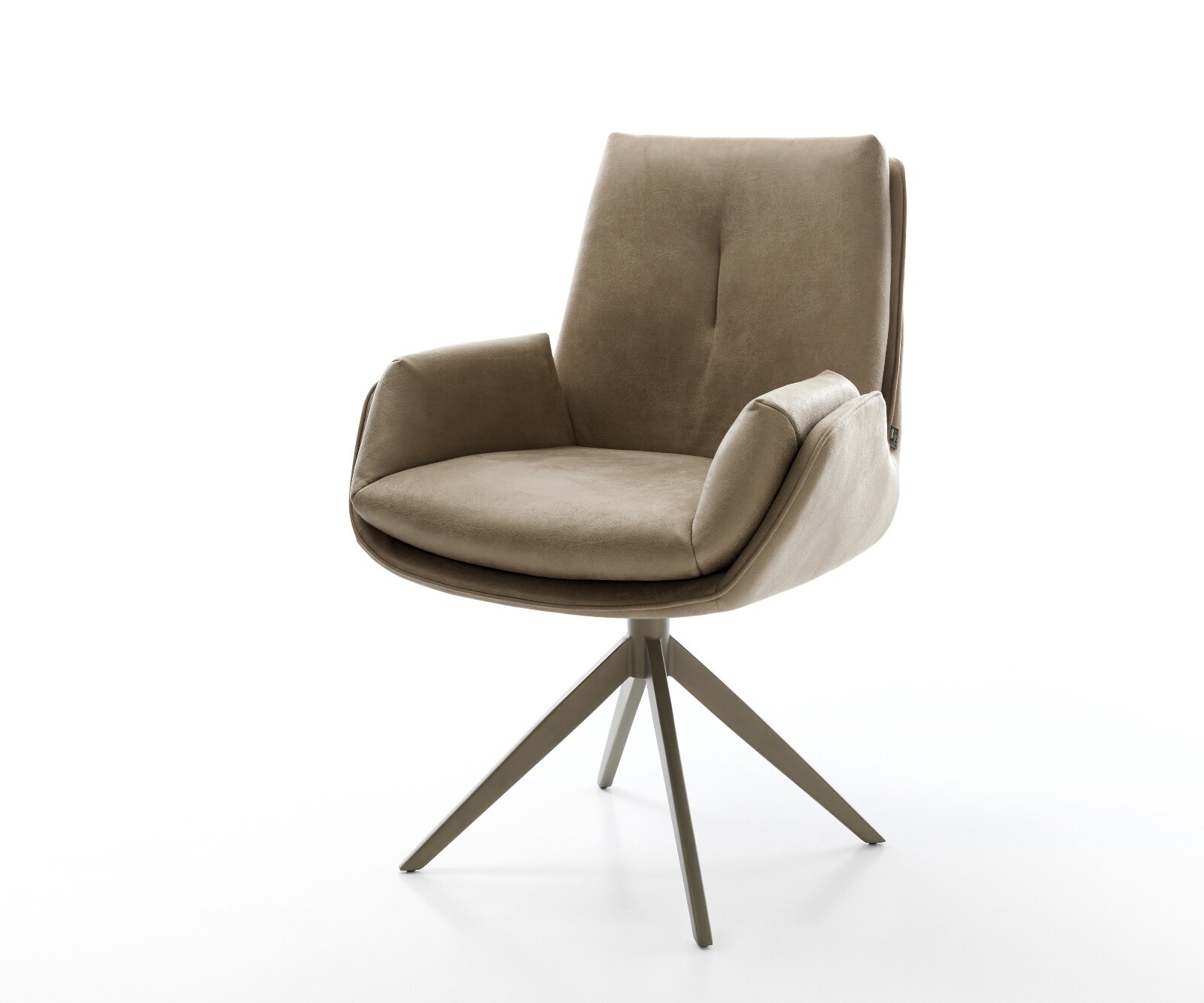 Drehstuhl Clea-Flex Mikrofaser Beige Vintage Kreuzgestell breit Effektfinish Titan 360° drehbar Wippfunktion