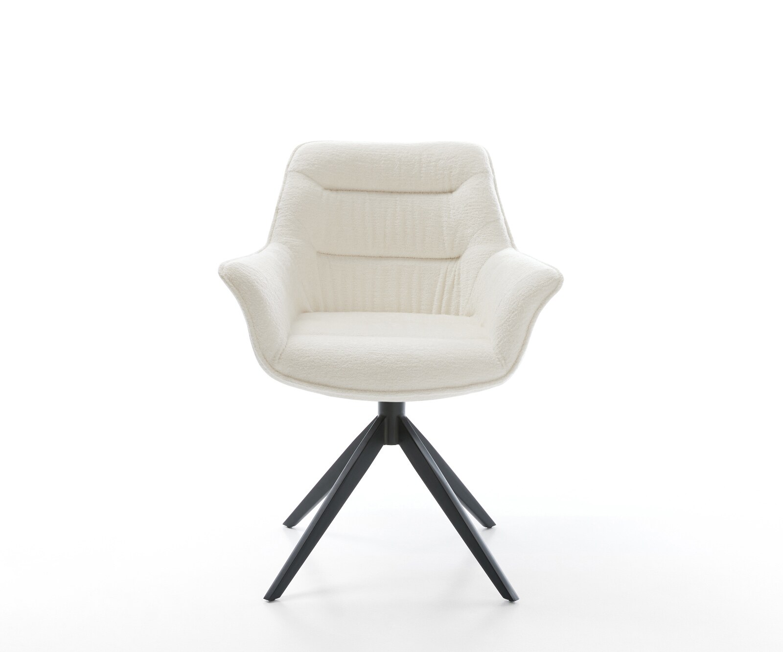 Drehstuhl Kaira-Flex Bouclé Soft Beige Kreuzgestell breit Schwarz 360° drehbar Wippfunktion 2