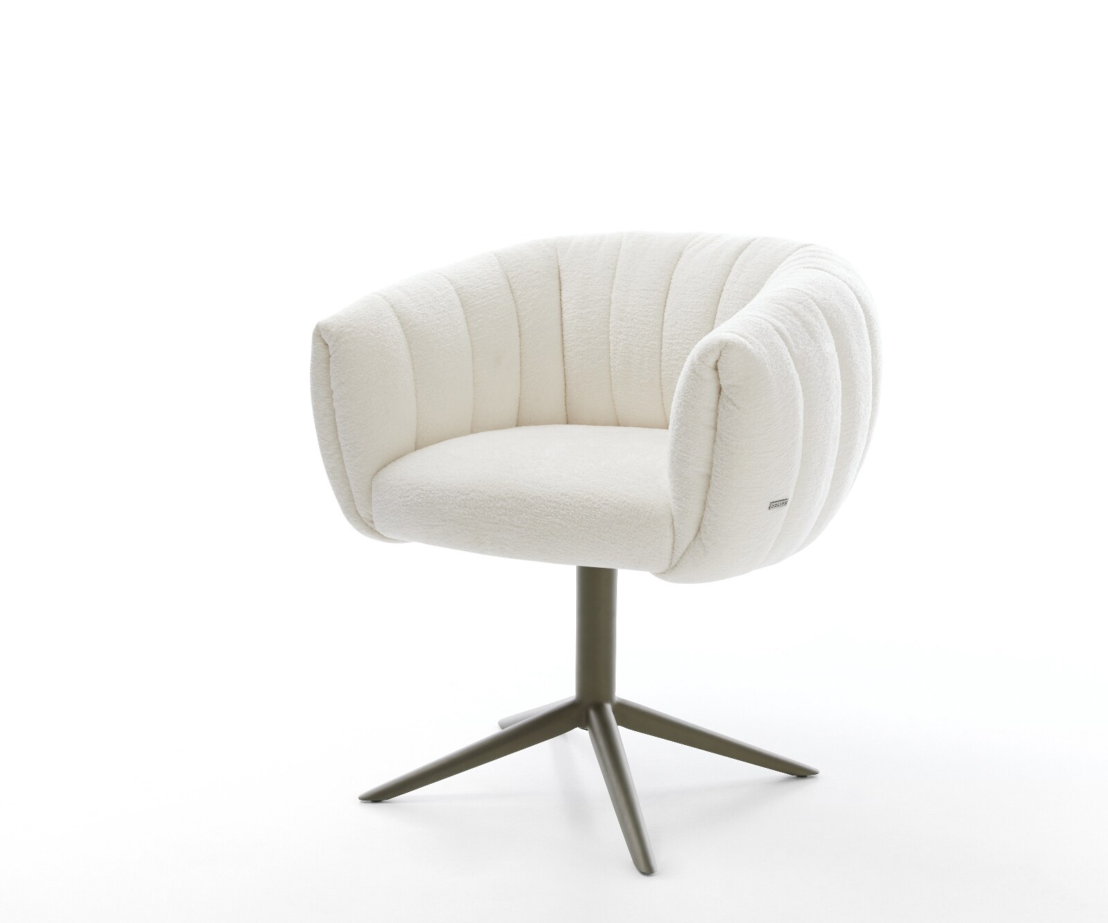 Chaise-pivotante Jada-Flex bouclé doux beige pied croisé angulaire aspect titane pivotement sur 360° fonction bascule ressorts ensachés 1