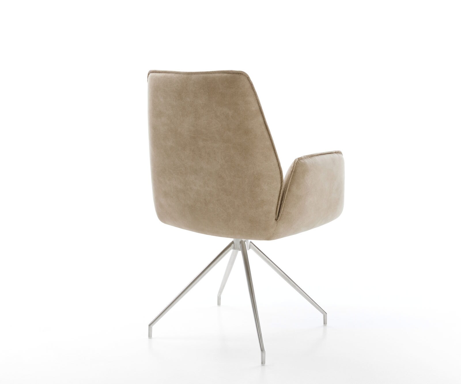 Chaise-de-salle-à-manger Zoa-Flex microvelours beige vintage pied croisé conique acier inoxydable brossé ressorts ensachés 4