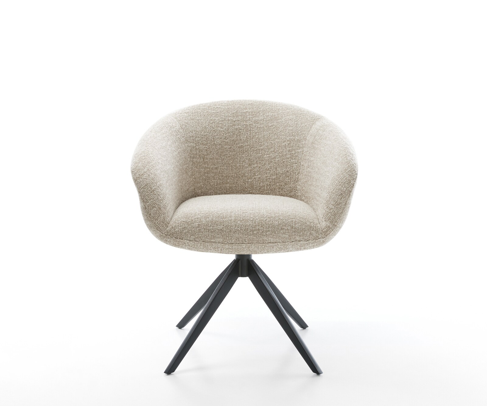 Chaise-pivotante Vinka-Flex avec accoudoirs tissu tissé doux beige pied croisé large noir pivotement sur 360° fonction bascule resorts ensachés 1
