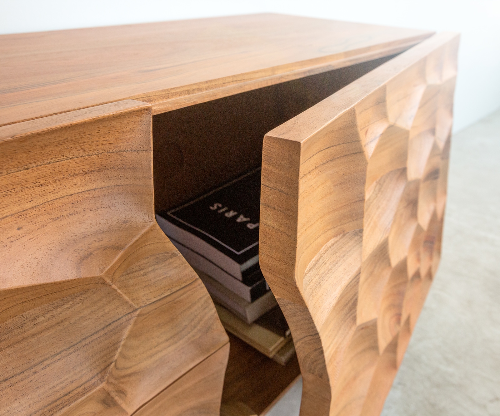 Lowboard Solu 260 cm Akazie Natur 2 Türen 6 Schübe schwebend 3D-Front 3 Lowboard Solu 260 cm Akazie Natur 2 Türen 6 Schübe schwebend 3D-Front 3