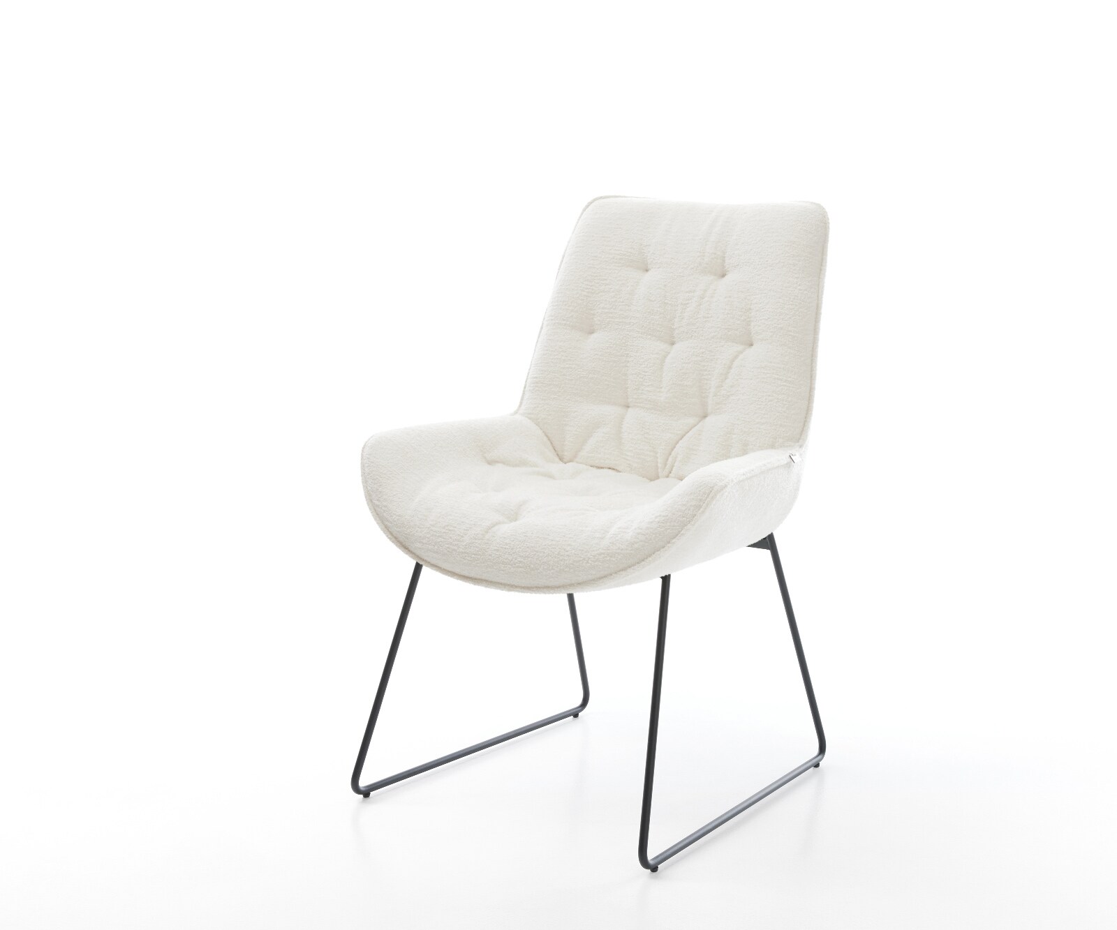 Esszimmerstuhl Taimi-Flex Bouclé Soft Beige Kufengestell Schwarz 1