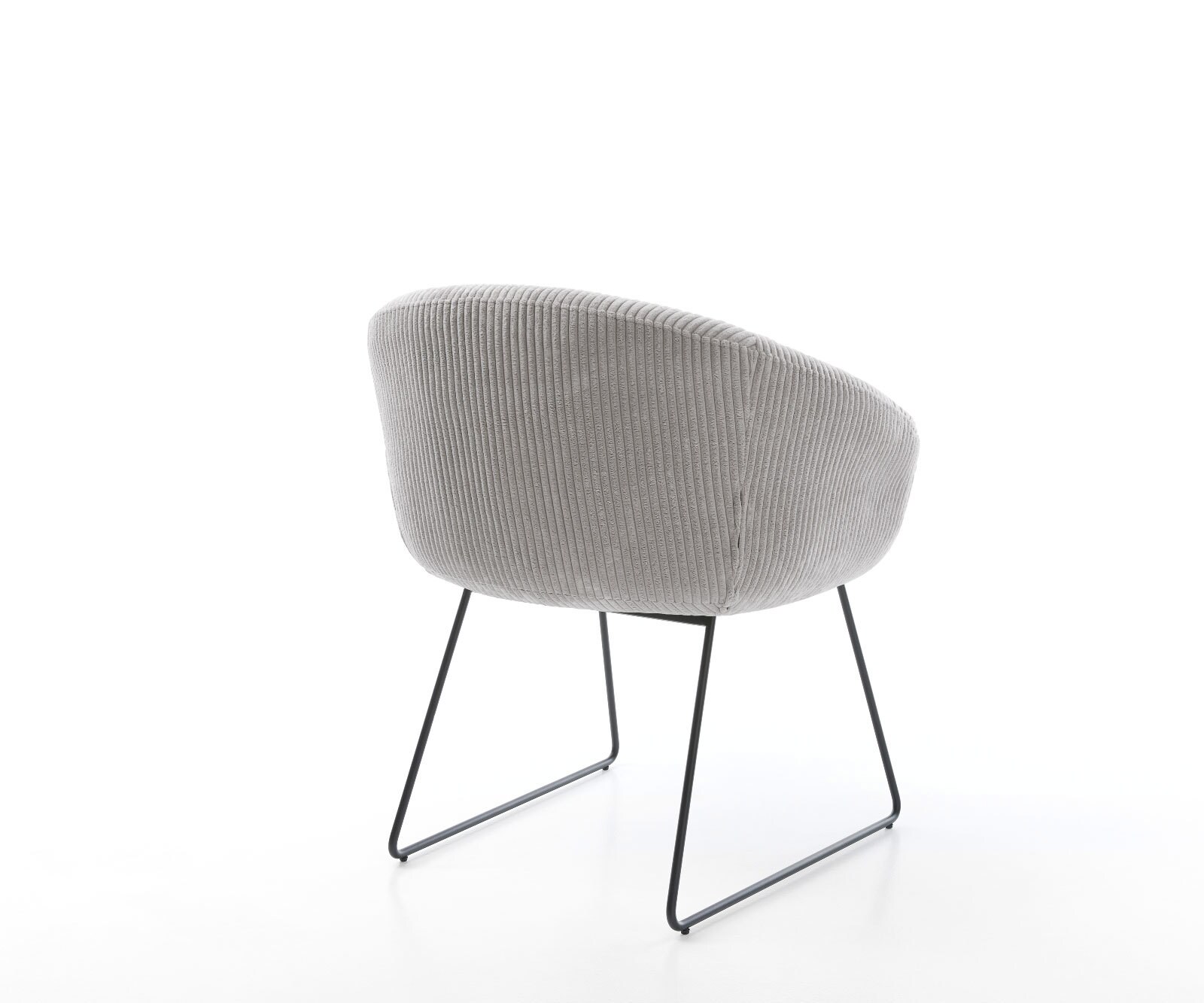 Esszimmerstuhl Vinka-Flex mit Armlehnen Cord Silbergrau Kufengestell Schwarz Taschenfederkern 5