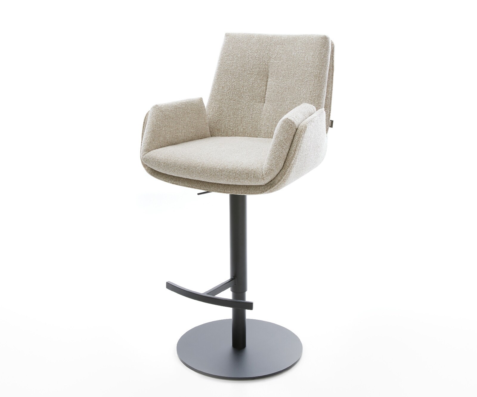 Barstuhl Clea-Flex Webstoff Soft Beige Drehfuß höhenverstellbar Metall Schwarz