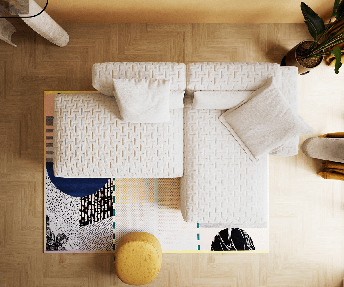 Canapé d'angle Freestyle 310x200 cm Bouclé doux Beige matelassé 5