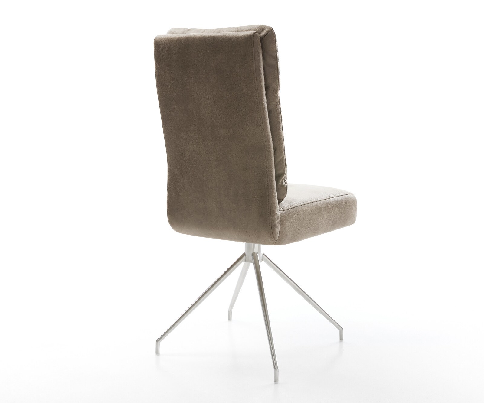 Esszimmerstuhl Pela-Flex Mikrofaser Taupe Vintage Kreuzgestell konisch Edelstahl Taschenfederkern 5