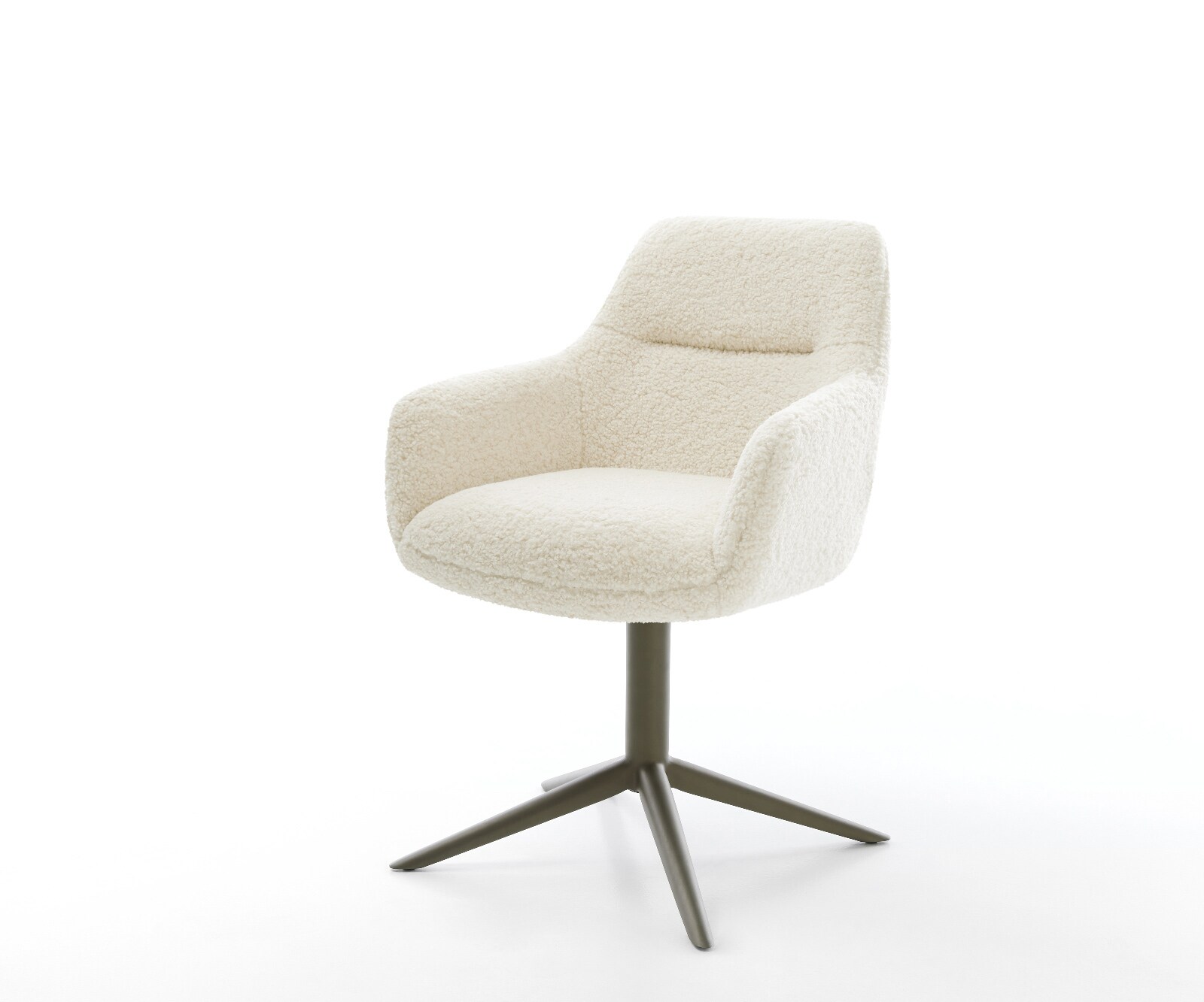 Drehstuhl Pejo-Flex Teddystoff Beige Fußkreuz Effektfinish Titan 360° drehbar Wippfunktion Taschenfederkern 1