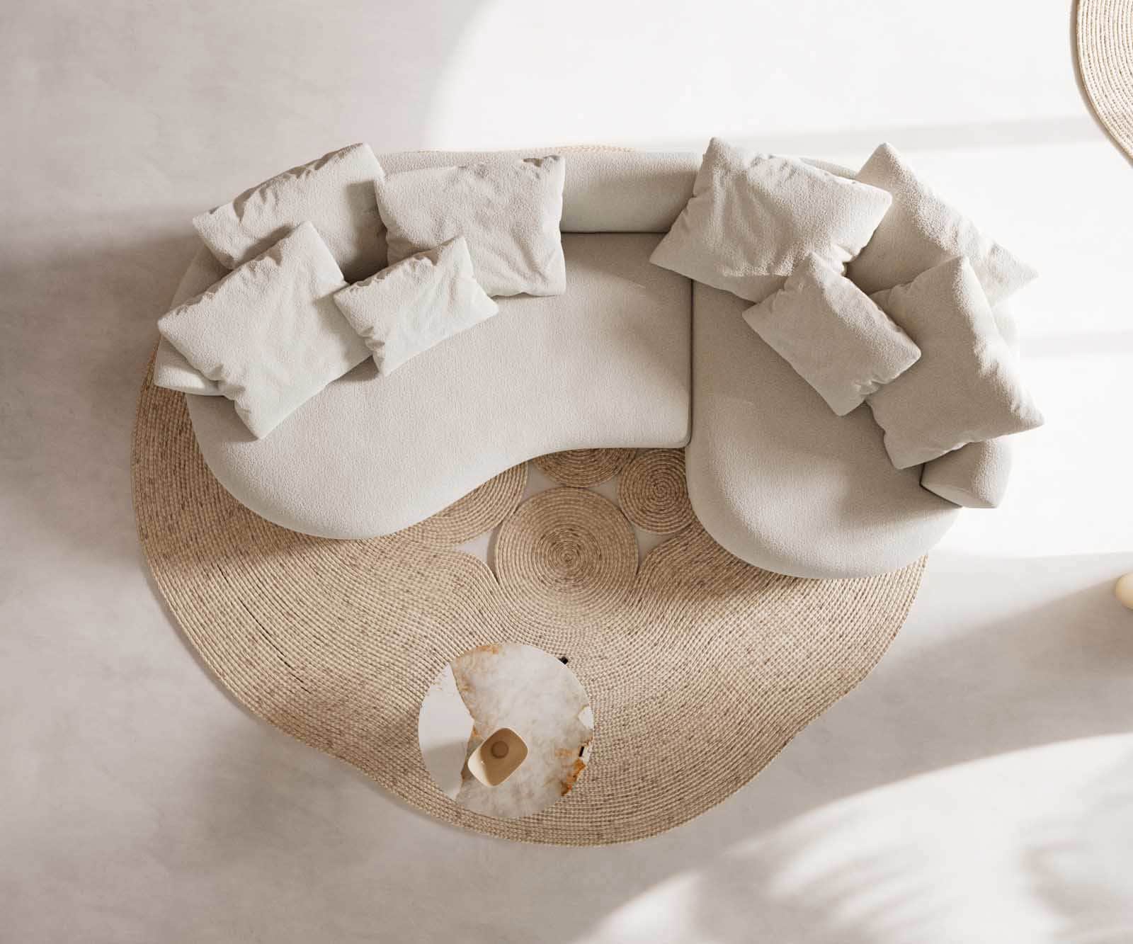 Sofa Edina 330x170 cm Bouclé Creme-Weiß 5 Sofa Edina 330x170 cm Bouclé Creme-Weiß 5