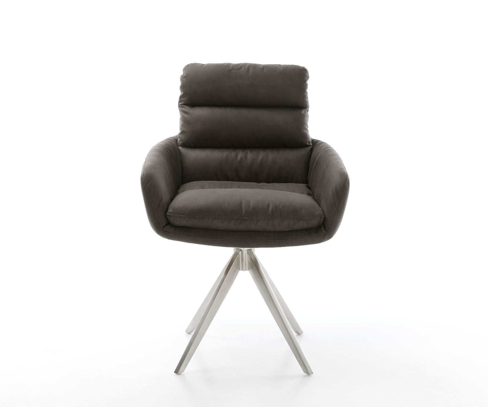 Esszimmerstuhl Abelia-Flex mit Armlehnen Mikrofaser Anthrazit Vintage Kreuzgestell kantig Edelstahl 1 Esszimmerstuhl Abelia-Flex mit Armlehnen Mikrofaser Anthrazit Vintage Kreuzgestell kantig Edelstahl 1