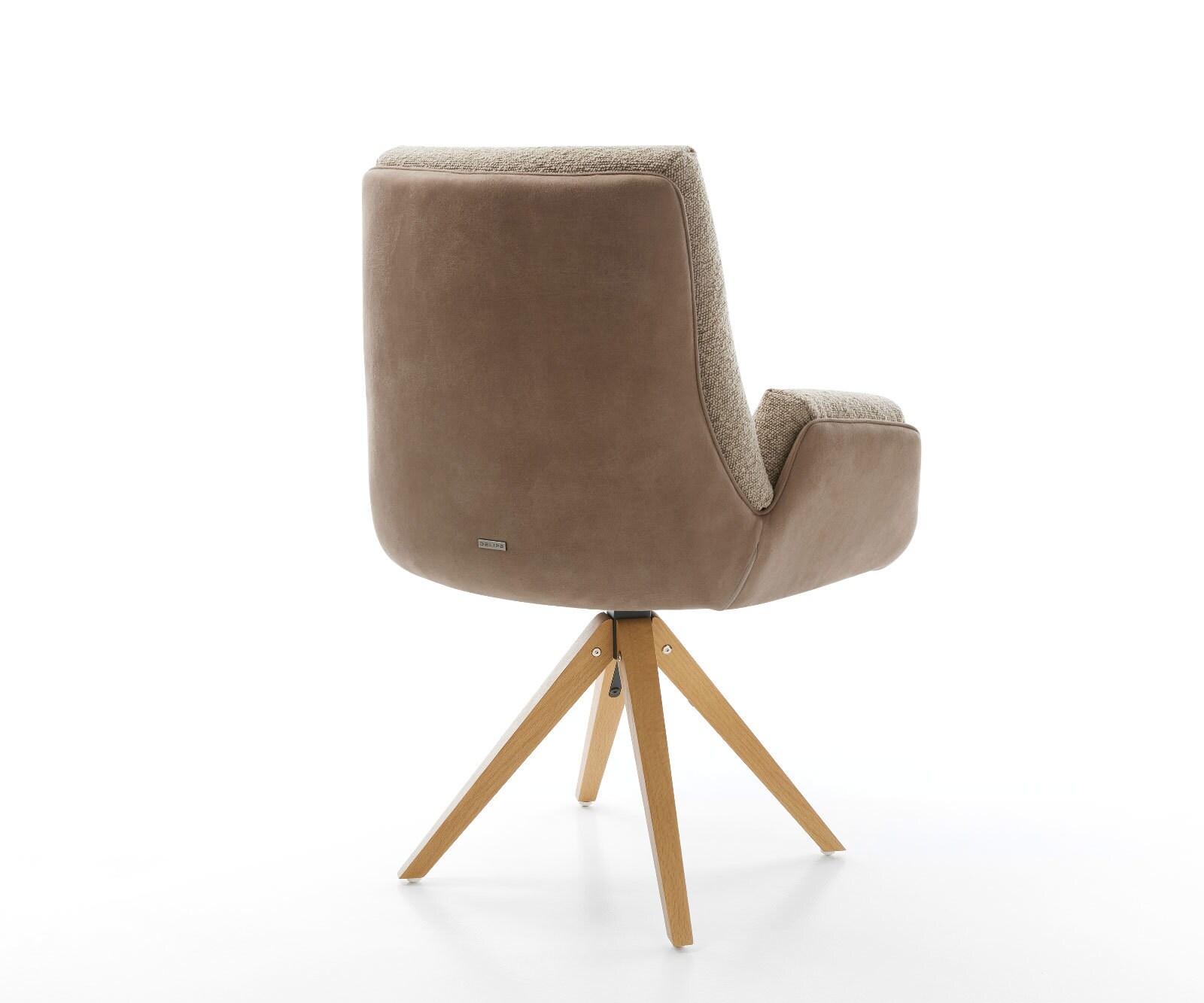 Chaise-pivotante Clea-Flex tissu mixte couleur boue pied en bois angulaire naturel pivotement sur 180° 4