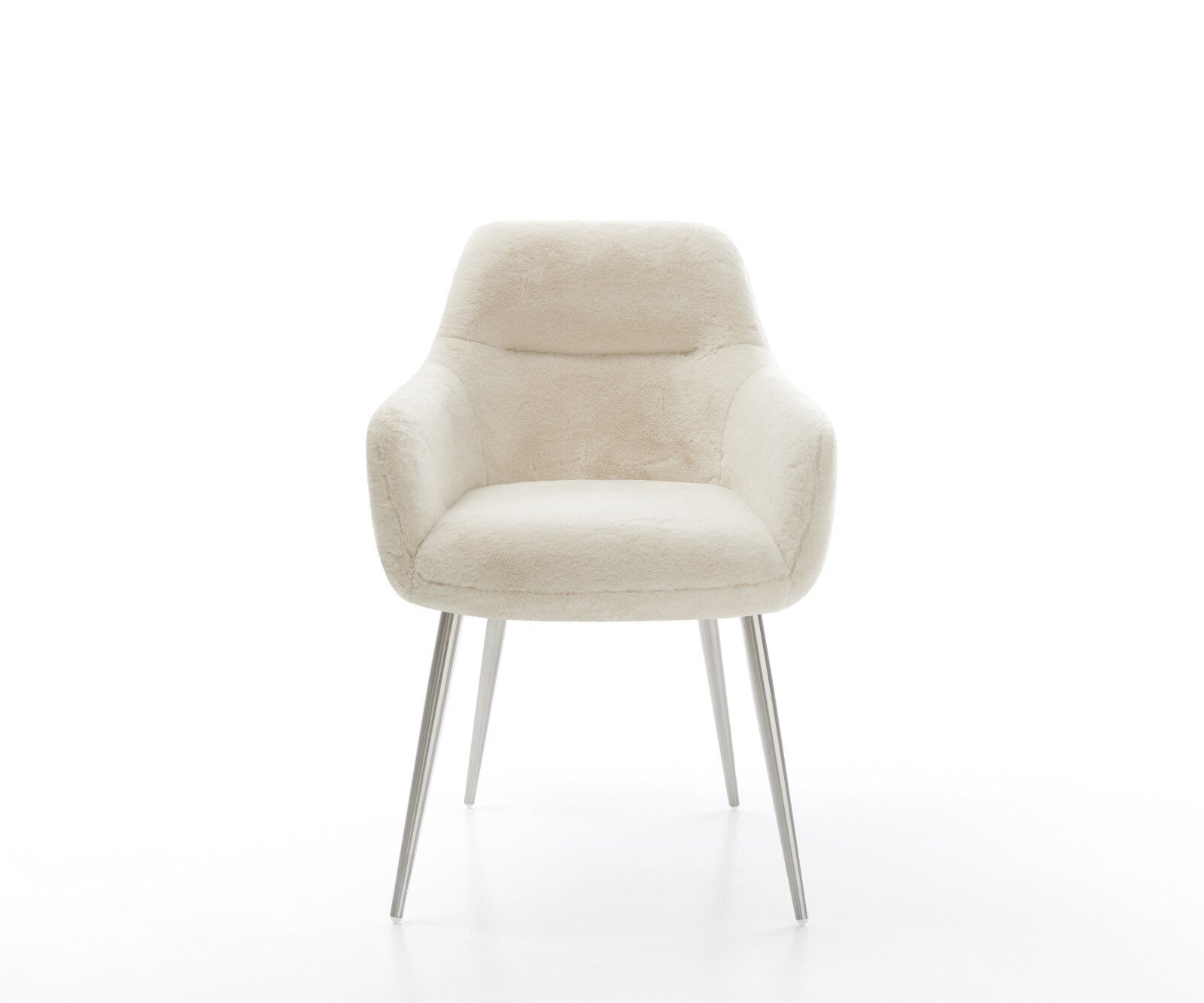 Chaise-de-salle-à-manger Pejo-Flex peluche crème-blanc 4 pieds coniques acier inoxydable resorts ensachés 2