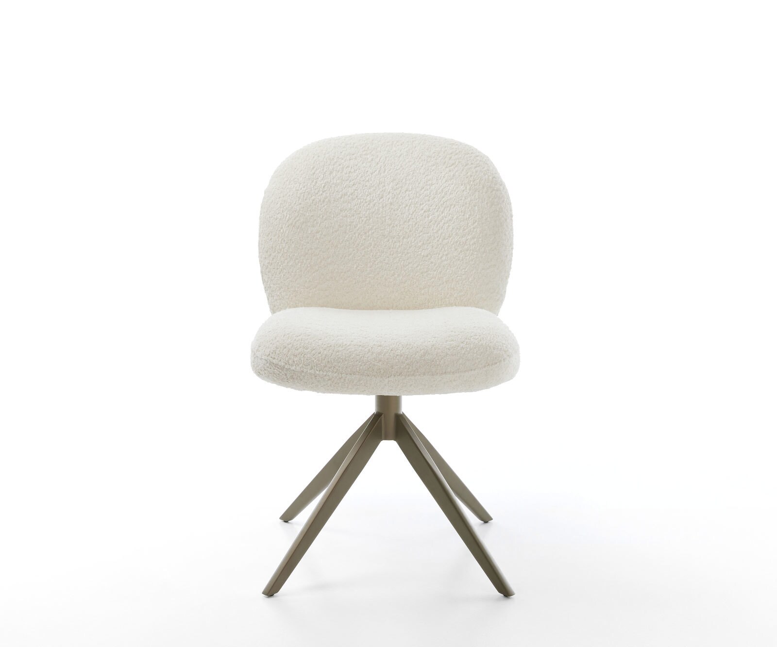Drehstuhl Nube-Flex Bouclé Weiß Kreuzgestell breit Effektfinish Titan 360° drehbar Wippfunktion Taschenfederkern 1