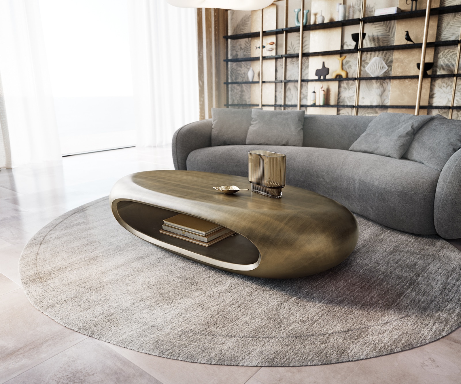 Wohnzimmertisch Sinor Metallic Gold 140x65 cm Couchtisch