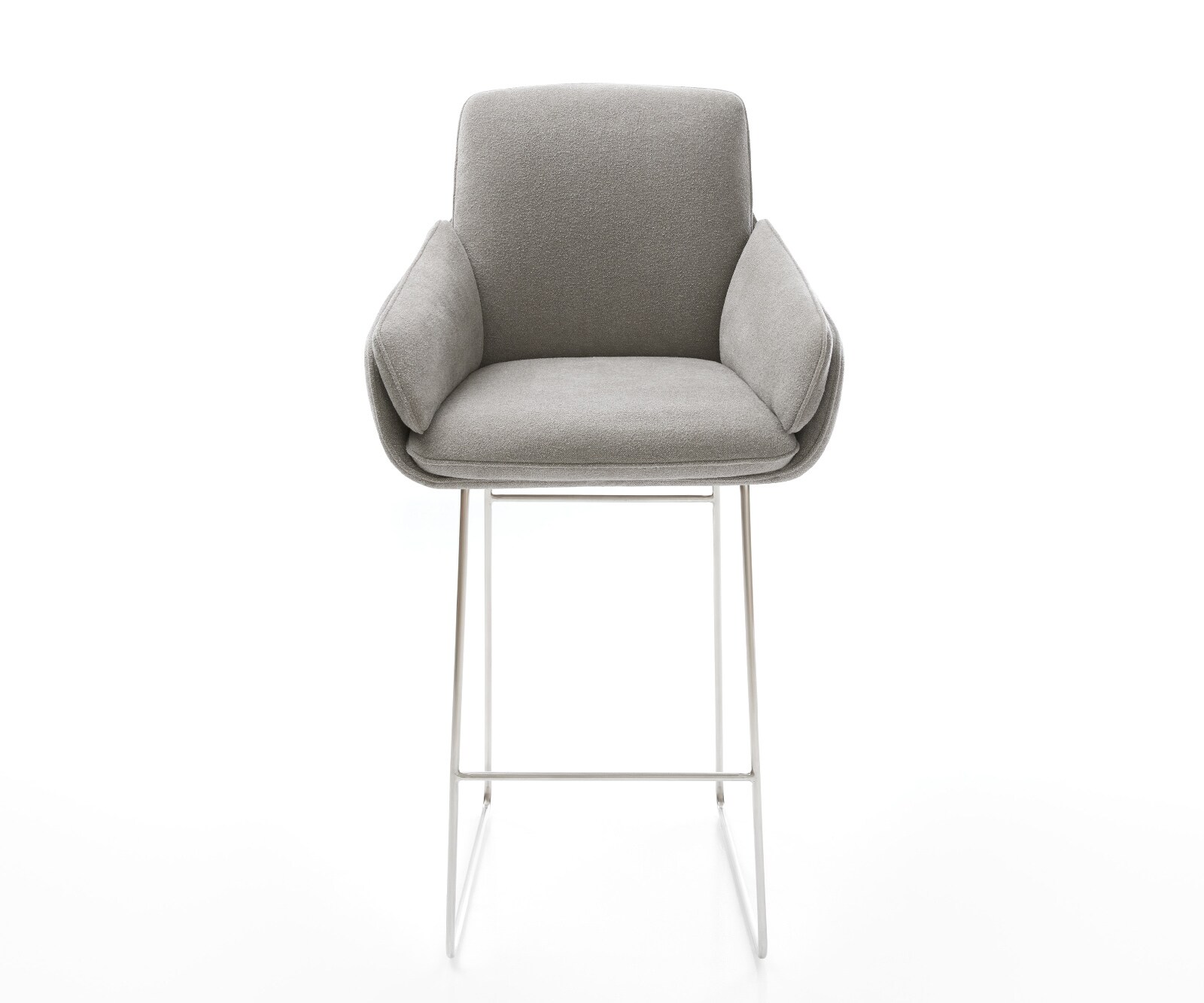 Chaise-de-bar Luan-Flex Tissu structuré doux Gris Pied trapèze acier inoxydable Argent 2