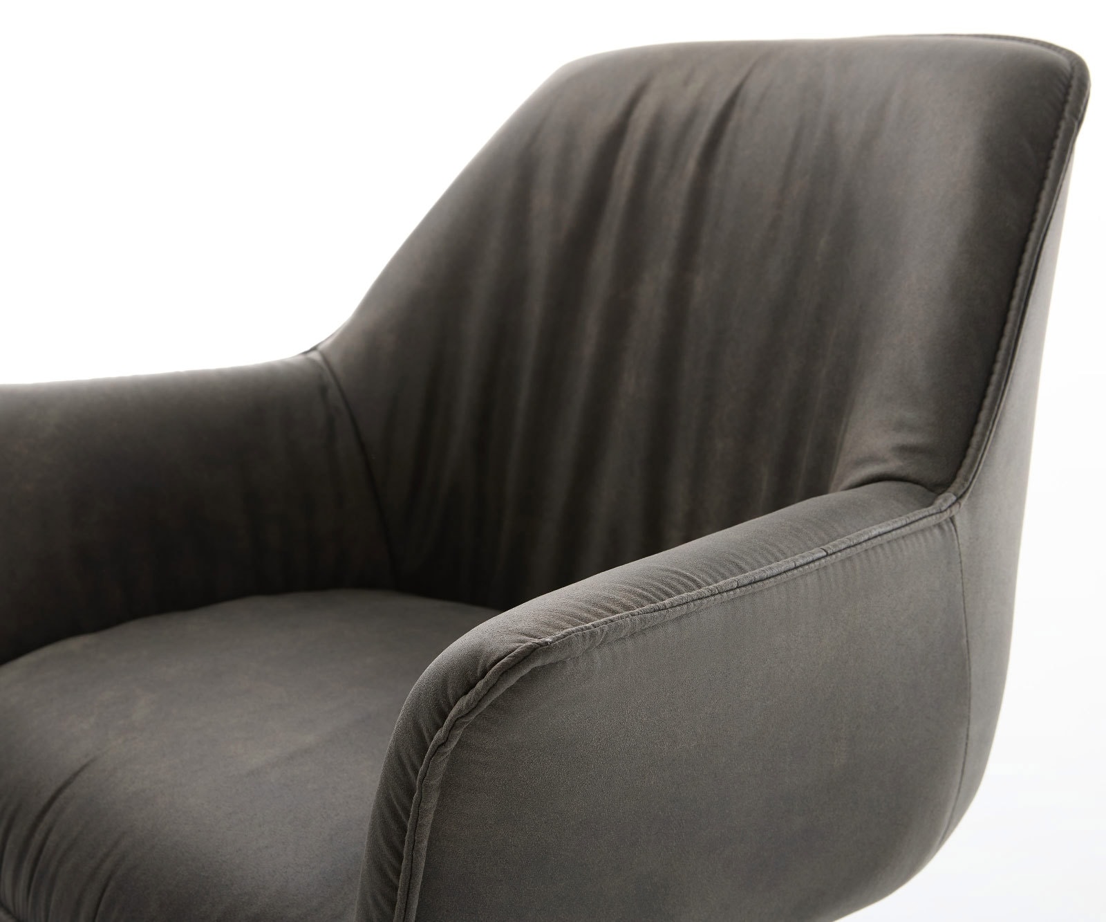 Esszimmerstuhl Keila-Flex mit Armlehnen Mikrofaser Anthrazit Vintage Kreuzgestell kantig Edelstahl 4 Esszimmerstuhl Keila-Flex mit Armlehnen Mikrofaser Anthrazit Vintage Kreuzgestell kantig Edelstahl 4