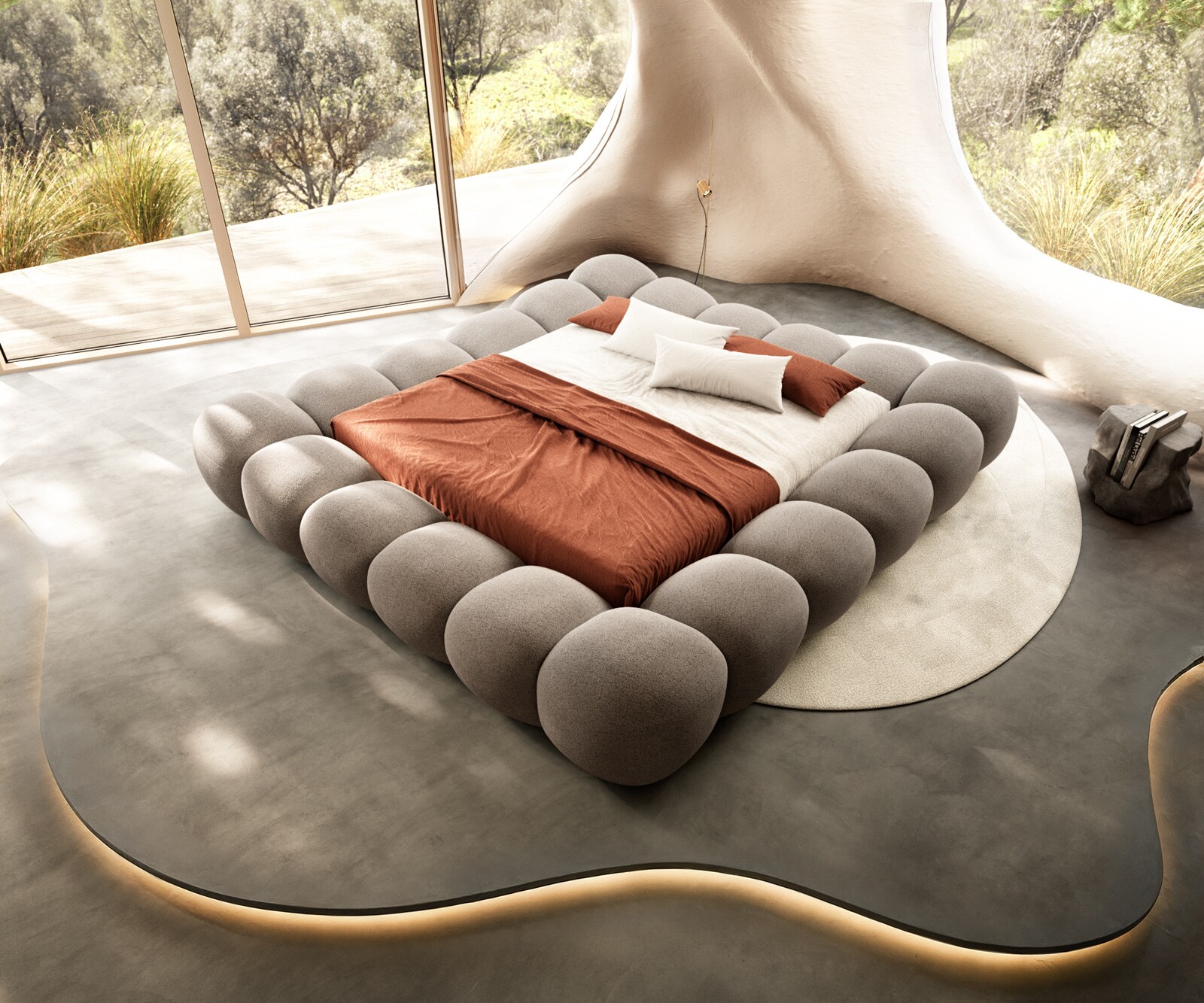 Polsterbettgestell Perlla 180x200 cm Strukturstoff Soft Taupe 2