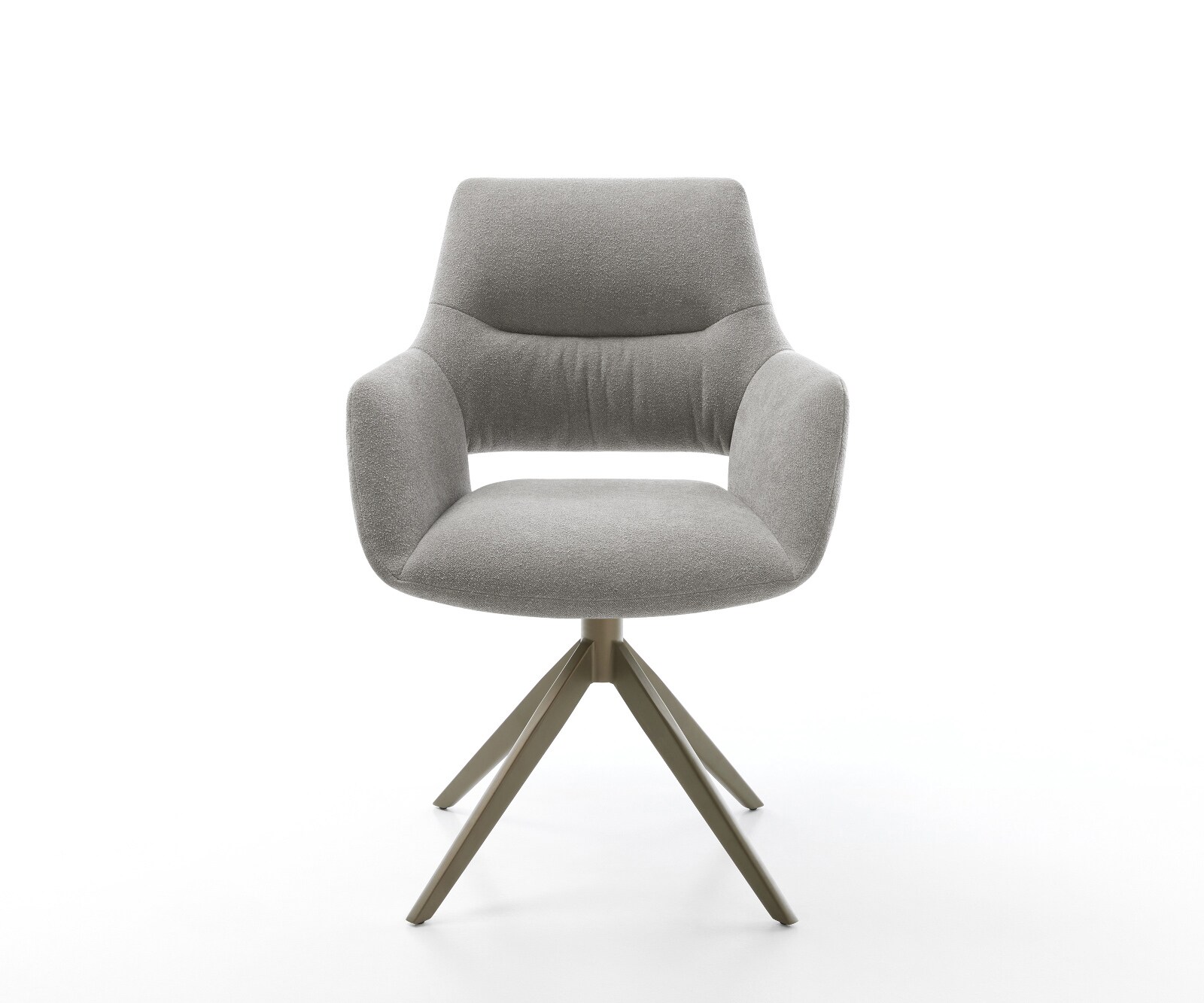 Drehstuhl Yago-Flex mit Armlehnen Strukturstoff Soft Grau Kreuzgestell breit Effektfinish Titan 360° drehbar Wippfunktion Taschenfederkern 1