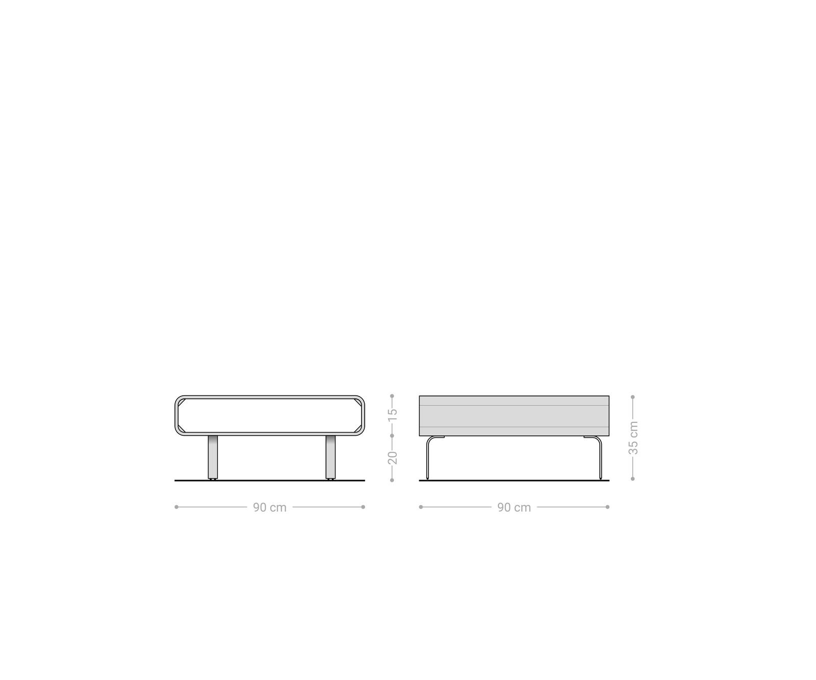 Couchtisch Anaya 90x90 cm Akazie Natur 1 Fach L-Fuß Edelstahl 6