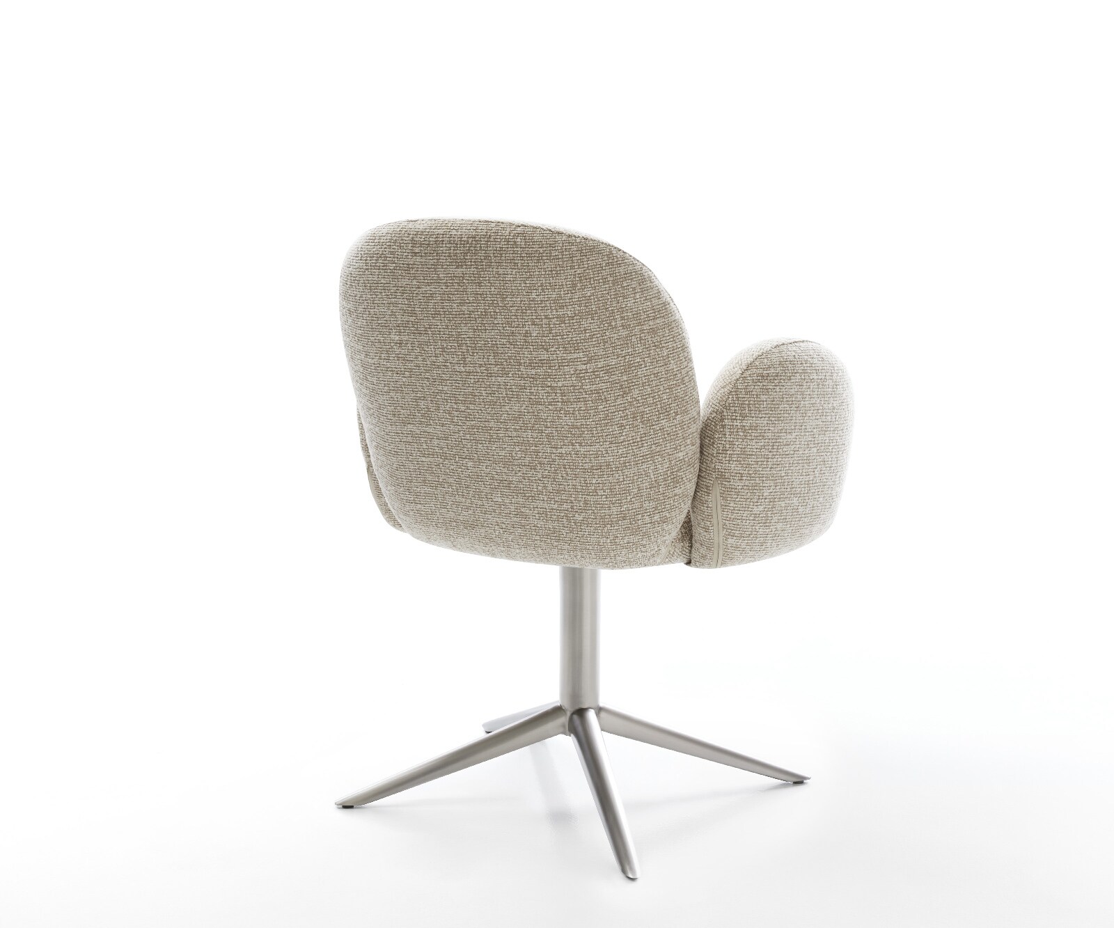 Drehstuhl Nube-Flex mit Armlehnen Webstoff Soft Beige Fußkreuz Edelstahl 360° drehbar Wippfunktion Taschenfederkern 4